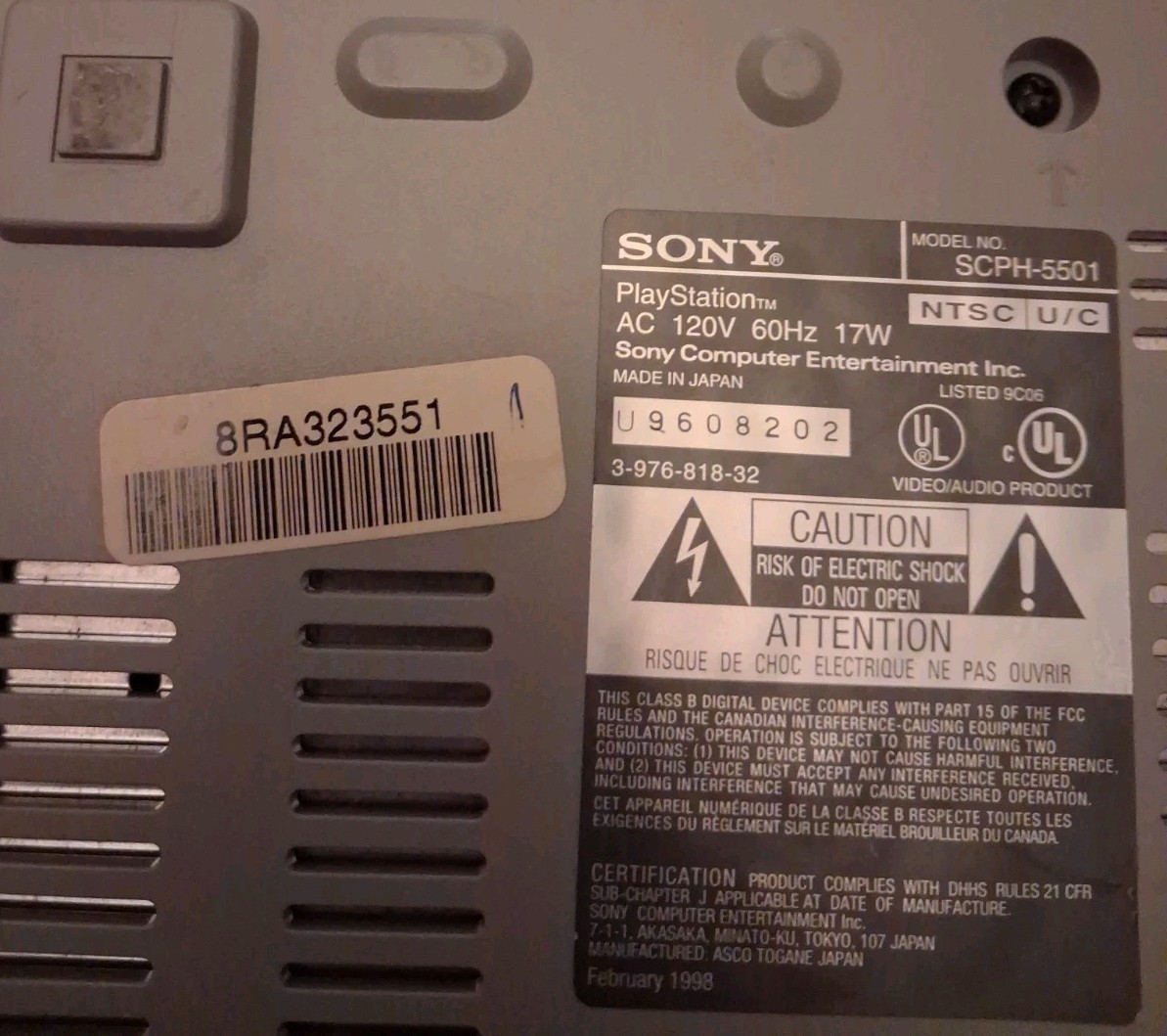 Sony PlayStation 1 Gray Console Tested Works TV Not Included