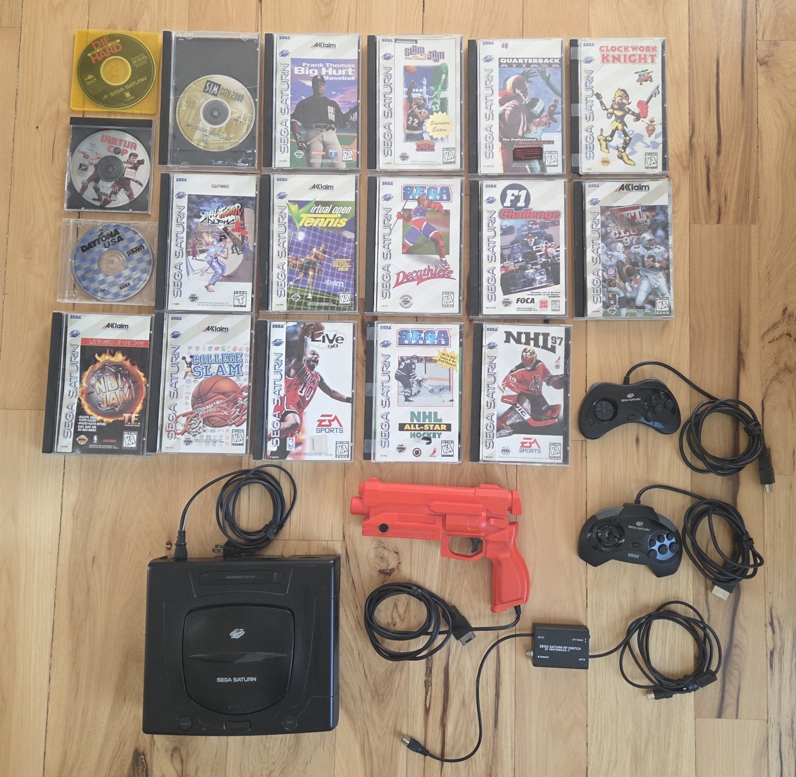 SEGA Saturn Home Console LOT with 18 Games 2 Controllers & MORE!!!