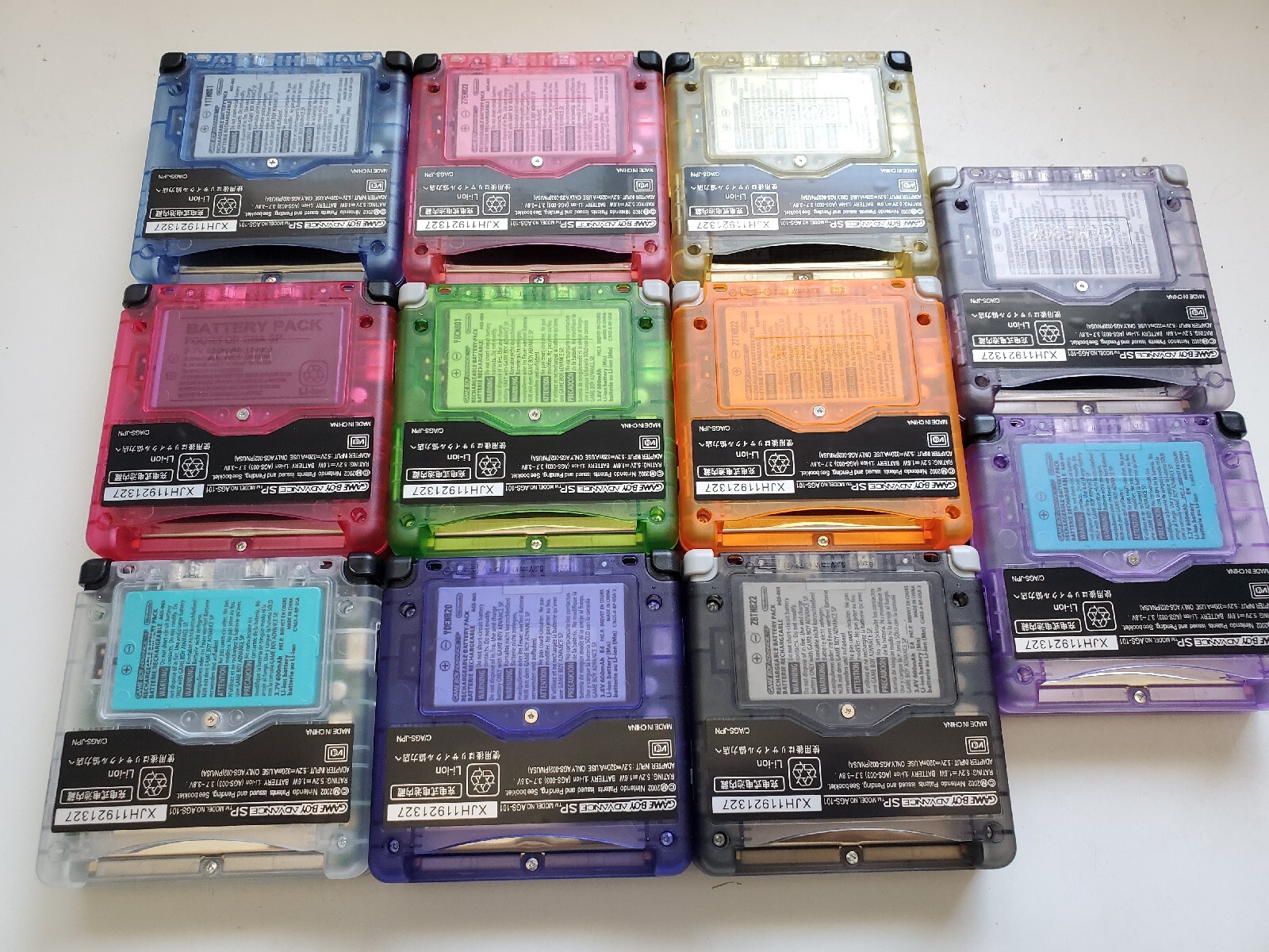 Nintendo Game Boy Advance GBA SP Clear Purple, green, blue System AGS 101 IPS V5
