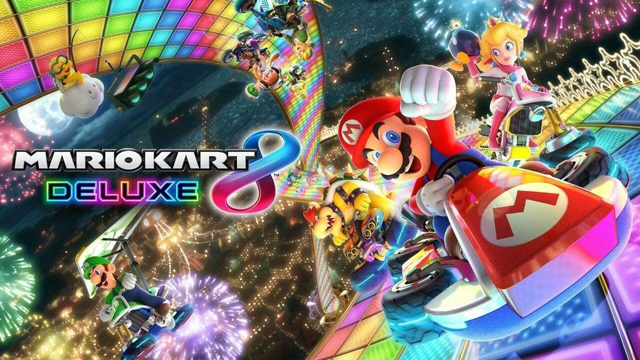 Nintendo Switch with Blue & Red Joy-Con, Mario Kart 8 Deluxe Full Game Download