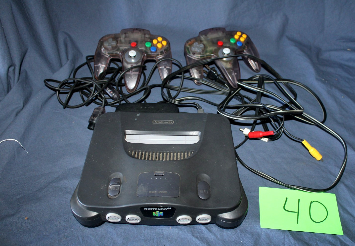 Nintendo 64 N64 Console Charcoal Gray Bundle W/ 2 Official Atomic Purple Control