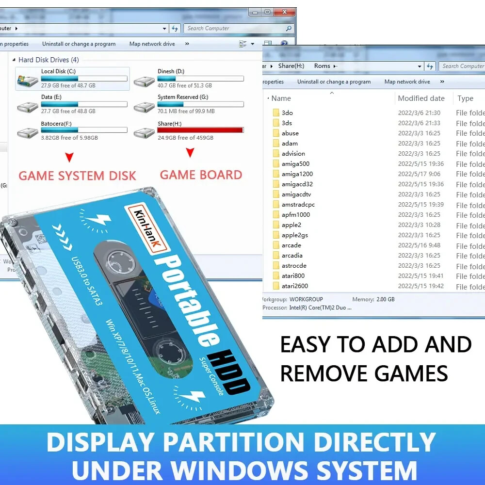 Super Console 17.6oz Game HDD 100000 Video 70 Émulateurs For Dc / Mame / Ss *