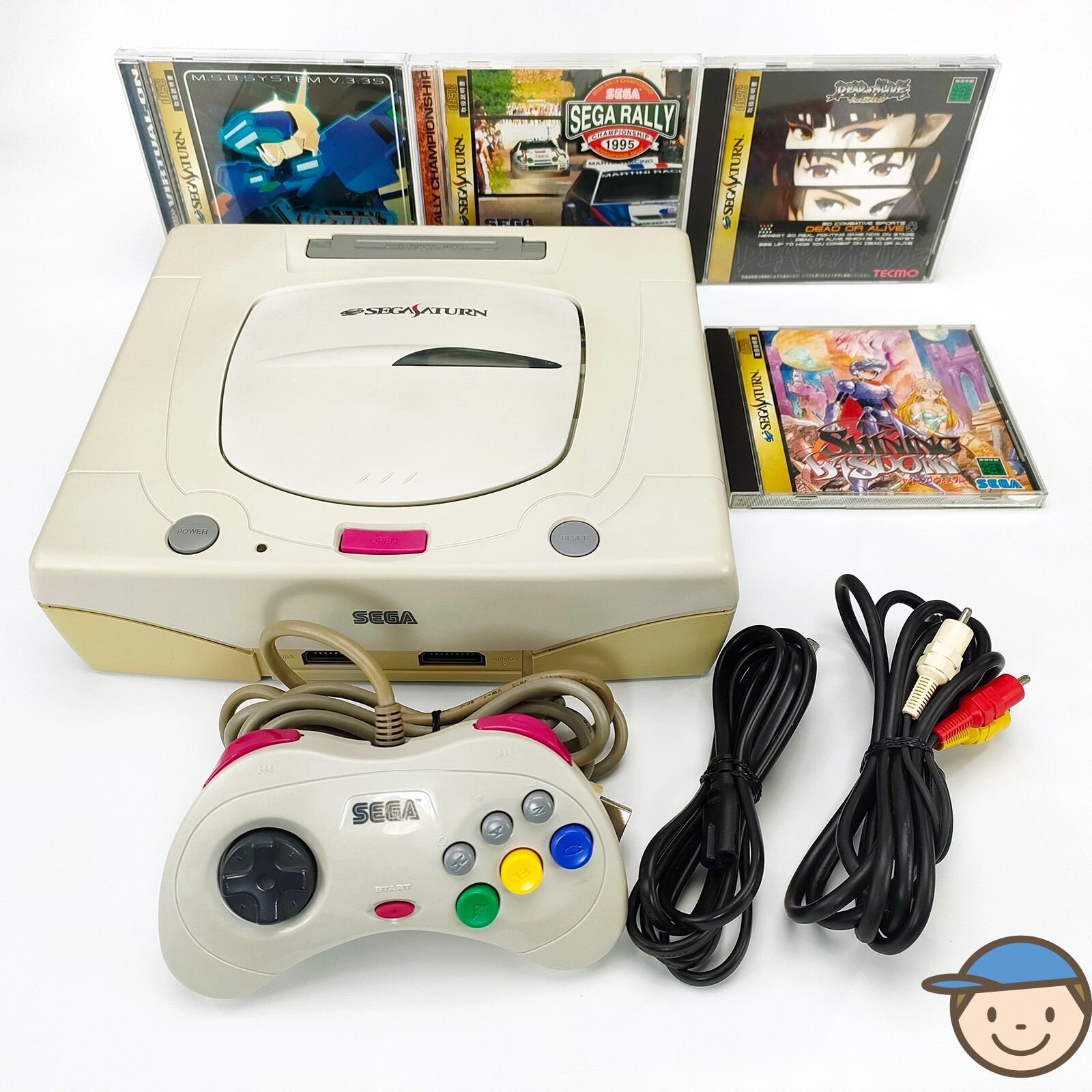 Sega Saturn Console HST-3220 4 Games Virtual-On Dead or Alive Sega Rally Japan