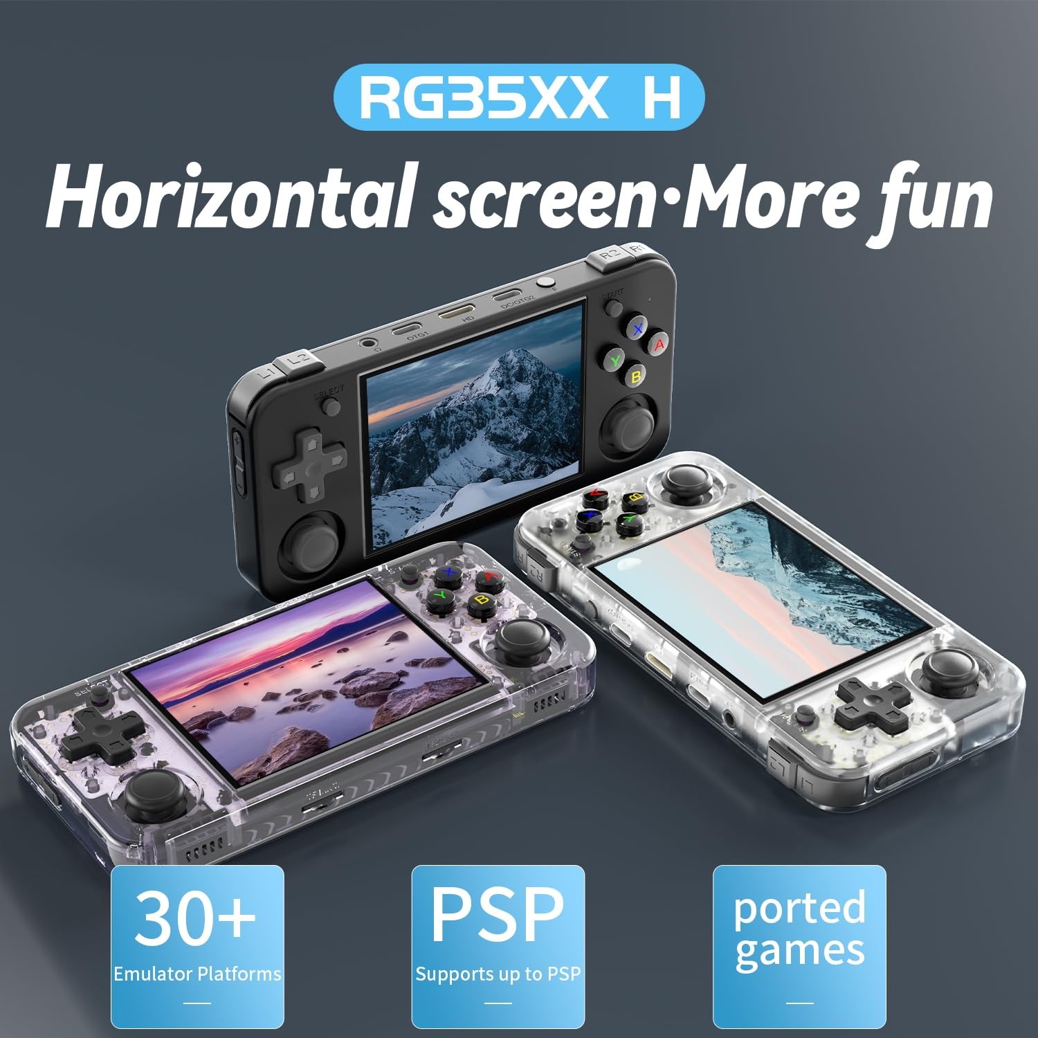RG35XX H Game Console,3.5 Inch IPS Screen Built-in 64GB+128GB TF Card,with 33…