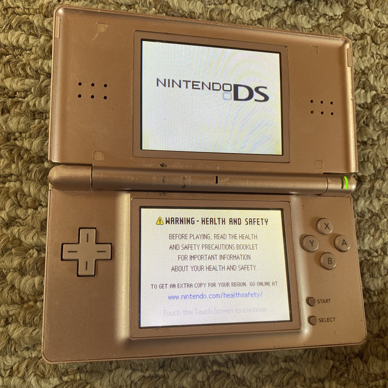 Nintendo DS Lite Metallic Rose Pink Handheld USG-001 W/ Charger Tested