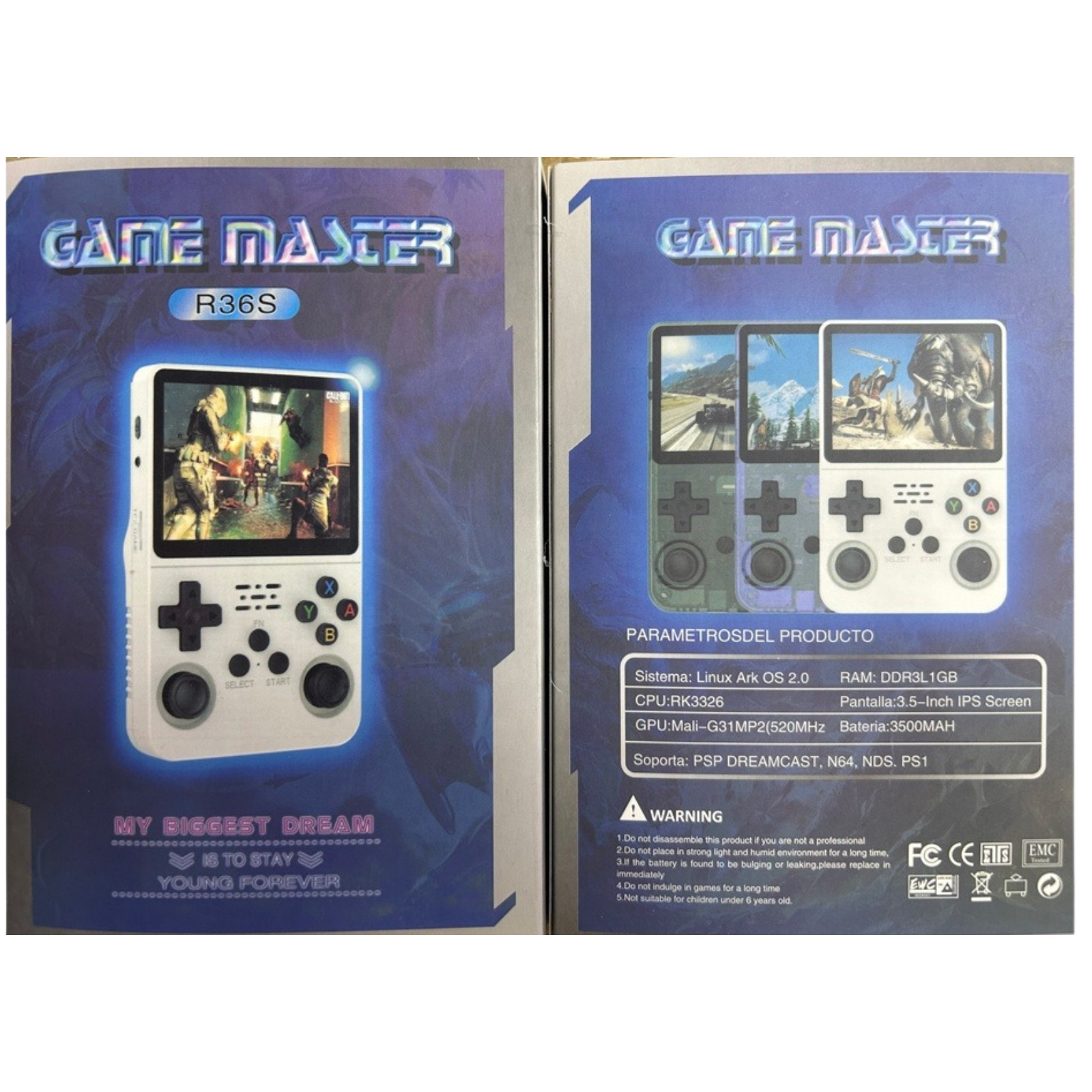 R36S Retro Handheld Video Game Console 64GB 20000+ Games 3.5 Inch IPS Screen US