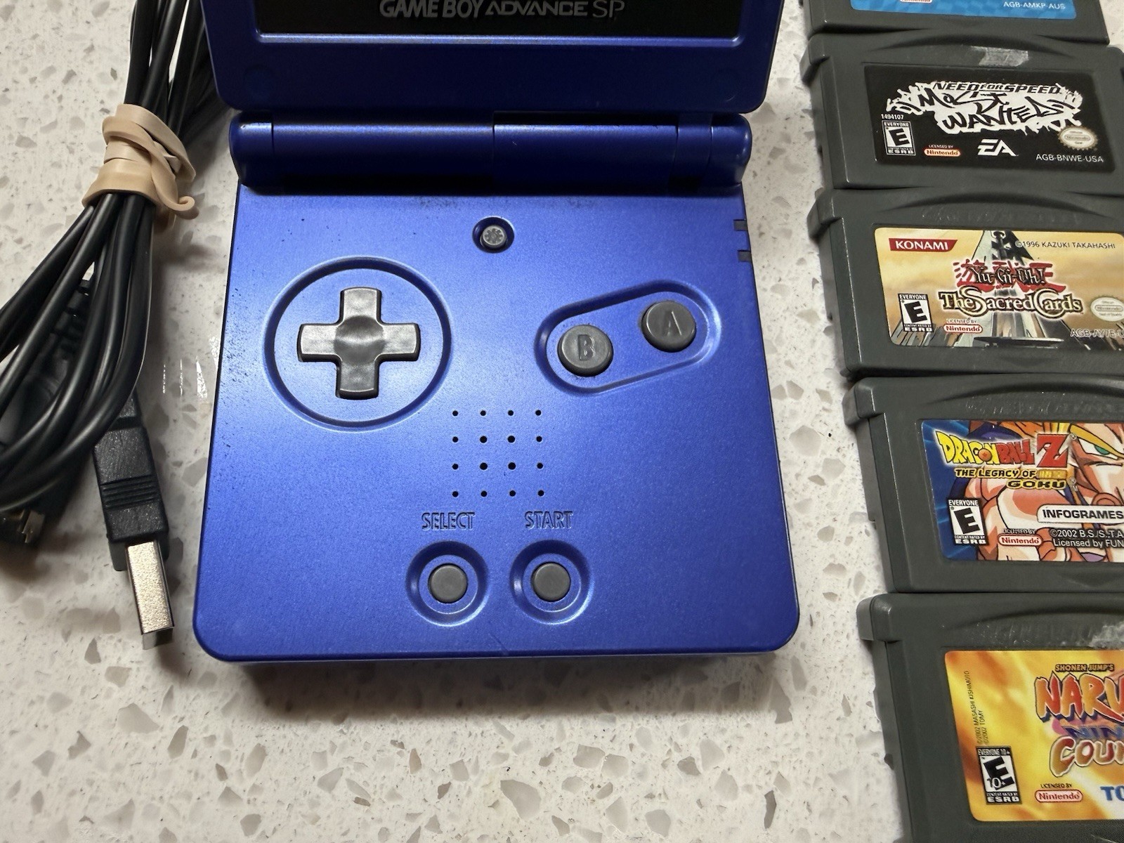 Game Boy Advance SP Blue AGS-001 Bundle w/ Charger, & 12 Games Working READ