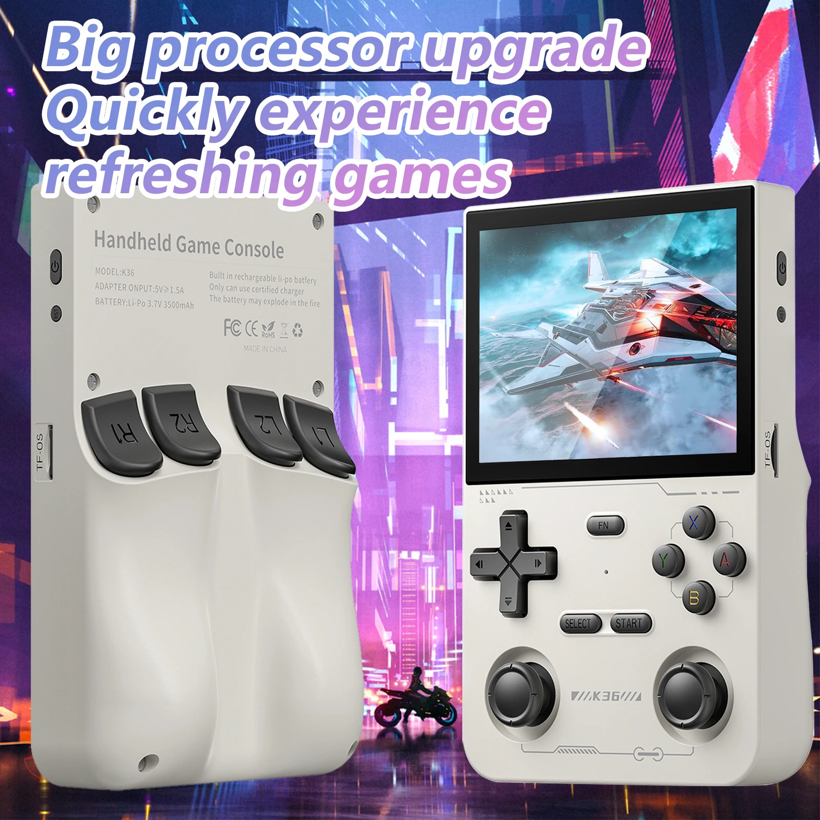 GAMINJA K36 Handheld Game Console 3.5Inch IPS 640×480 Screen Built in 64GB