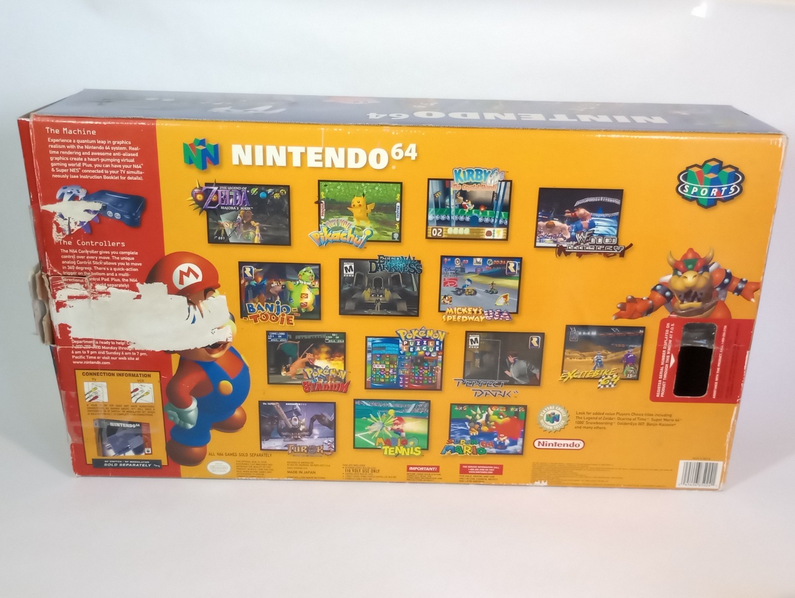 Nintendo 64 Console Bundle NUS-001 Original Box 2 Controllers 3 Games Tested