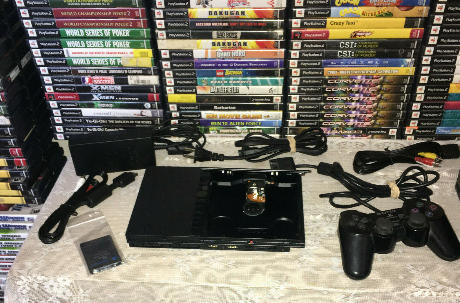 SONY PLAYSTATION 2 PS2 FAT OR SLIM CONSOLE LOT BUNDLE WITH 7 GAMES