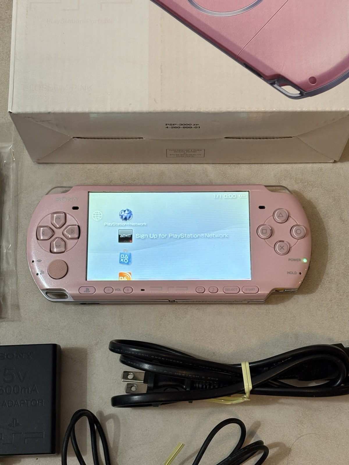 Sony PSP 3000 Console, Blossom Pink Near Mint Complete In Box