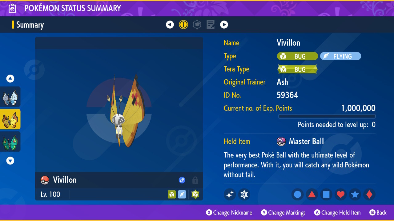 Vivillon All Forms 6iv 🌟 Shiny 🌟 & Non Shiny Pokemon Scarlet and Violet Home