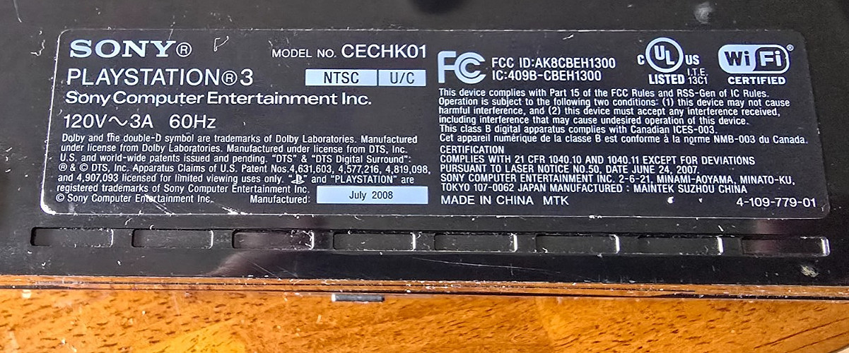 Sony PlayStation 3 Model CECHK01 80 GB – Tested – Disc will not read