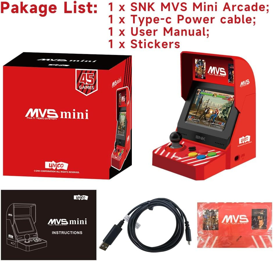 NEOGEO MVS Mini Arcade Console – 45 Preloaded Classic SNK Games (KOF, Metal Slug