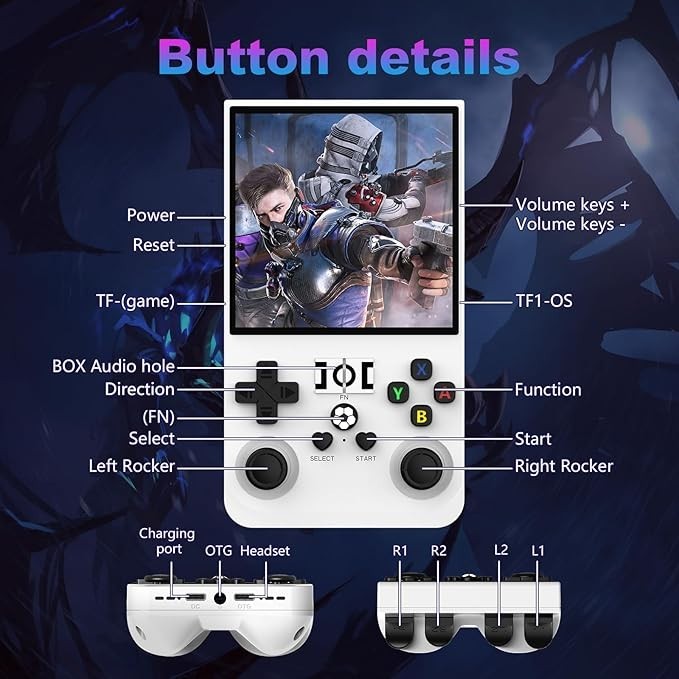 White R36 Max Handheld Game Console 3.5 Inch IPS Screen 20000+ Games Video Games