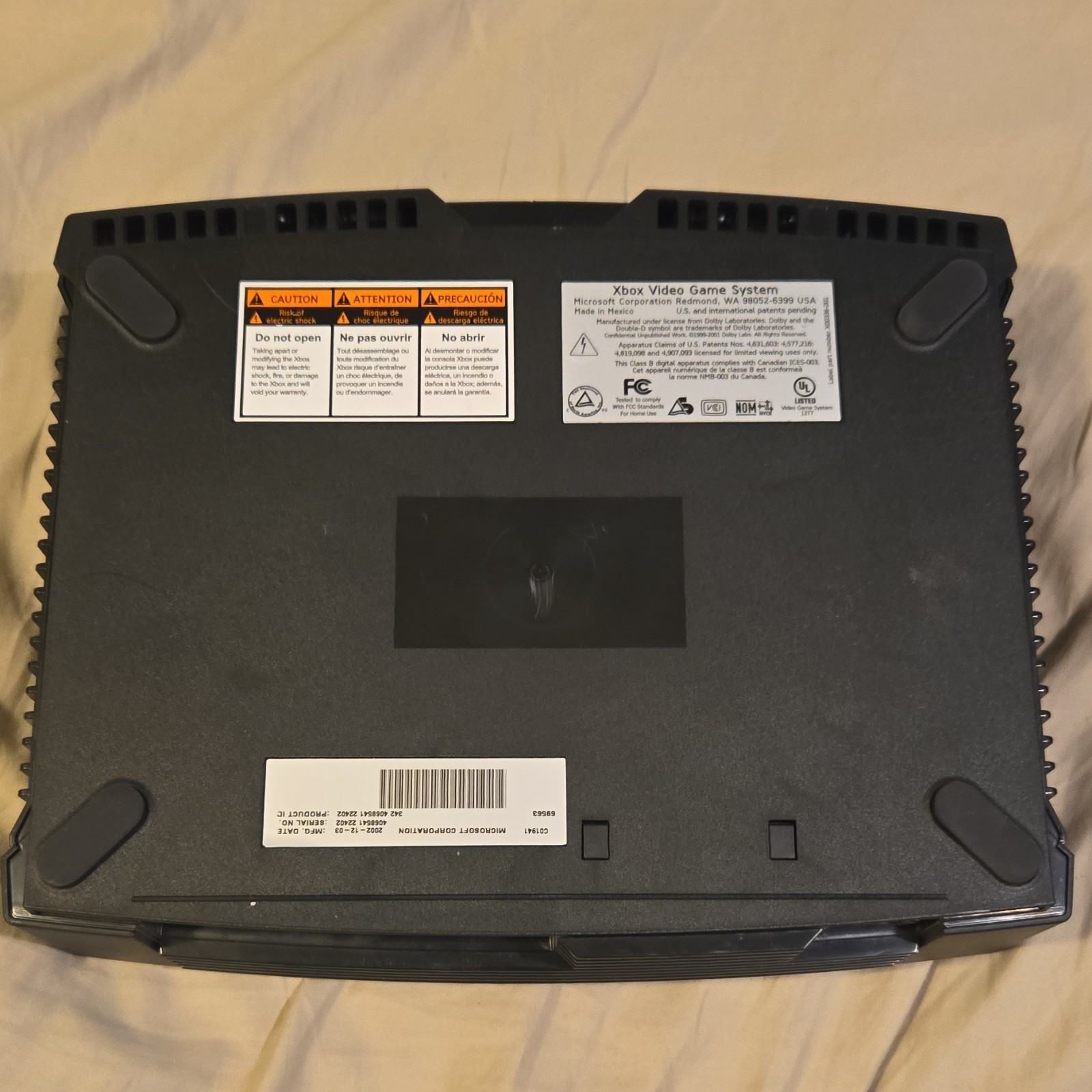 Microsoft Xbox Black Home Console Composite RCA Multiplayer Model 4068541 2002