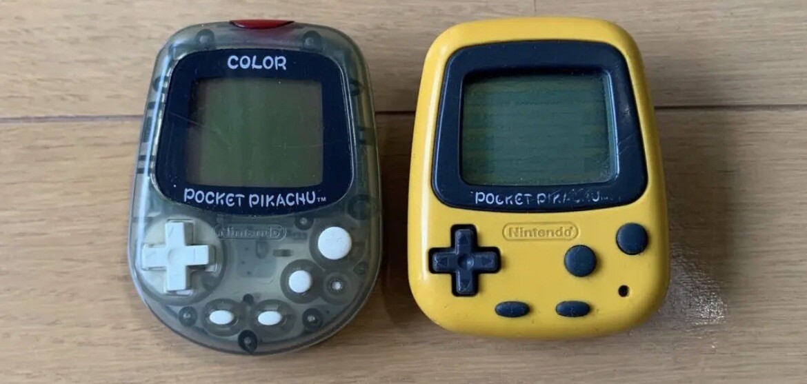 NINTENDO Pocket Pikachu Color Yellow & Clear 2 set Pedometer Pokemon Used Tested