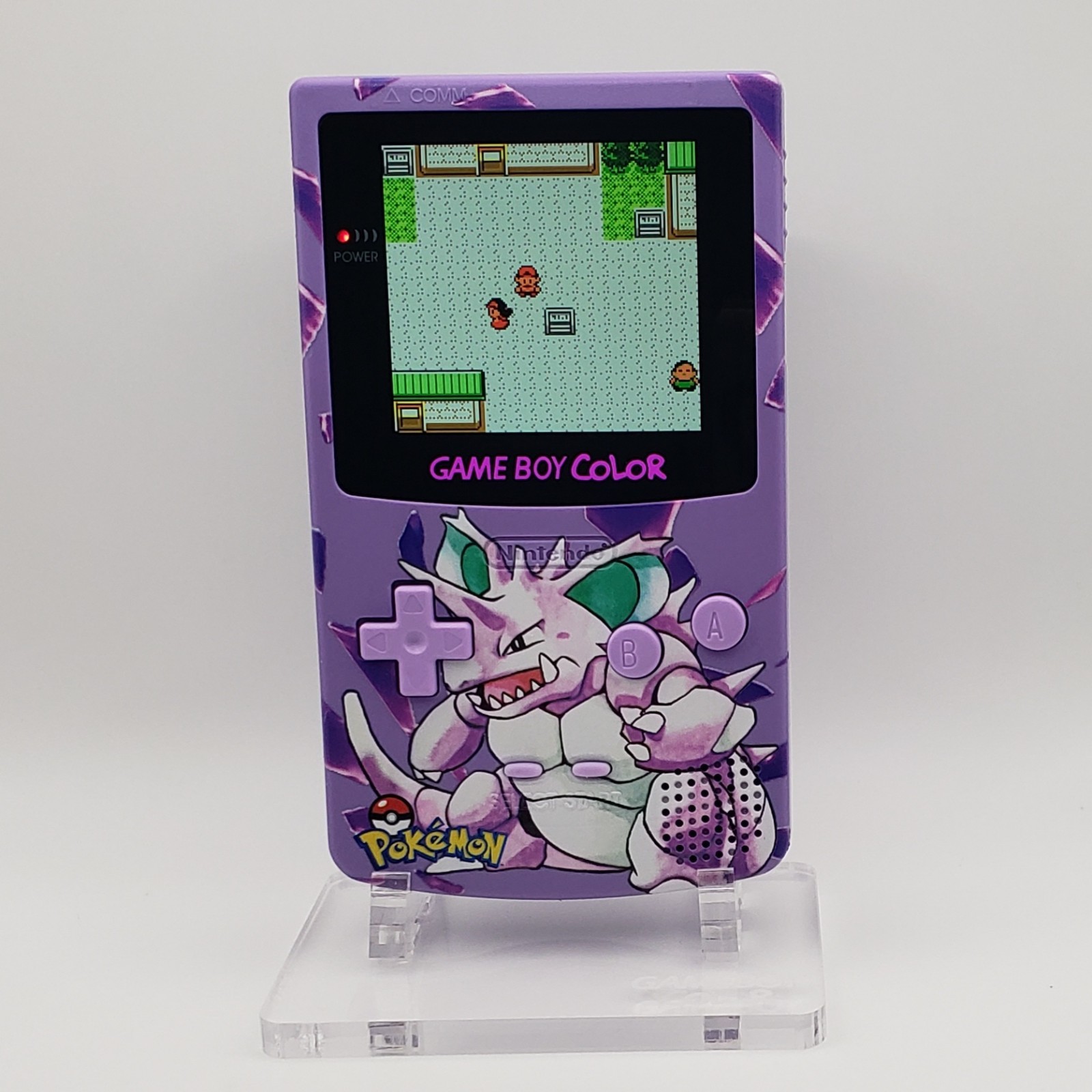 Laminated OLED Screen – Nidoking Game Boy Color w/ Case – New Speaker, Recapped