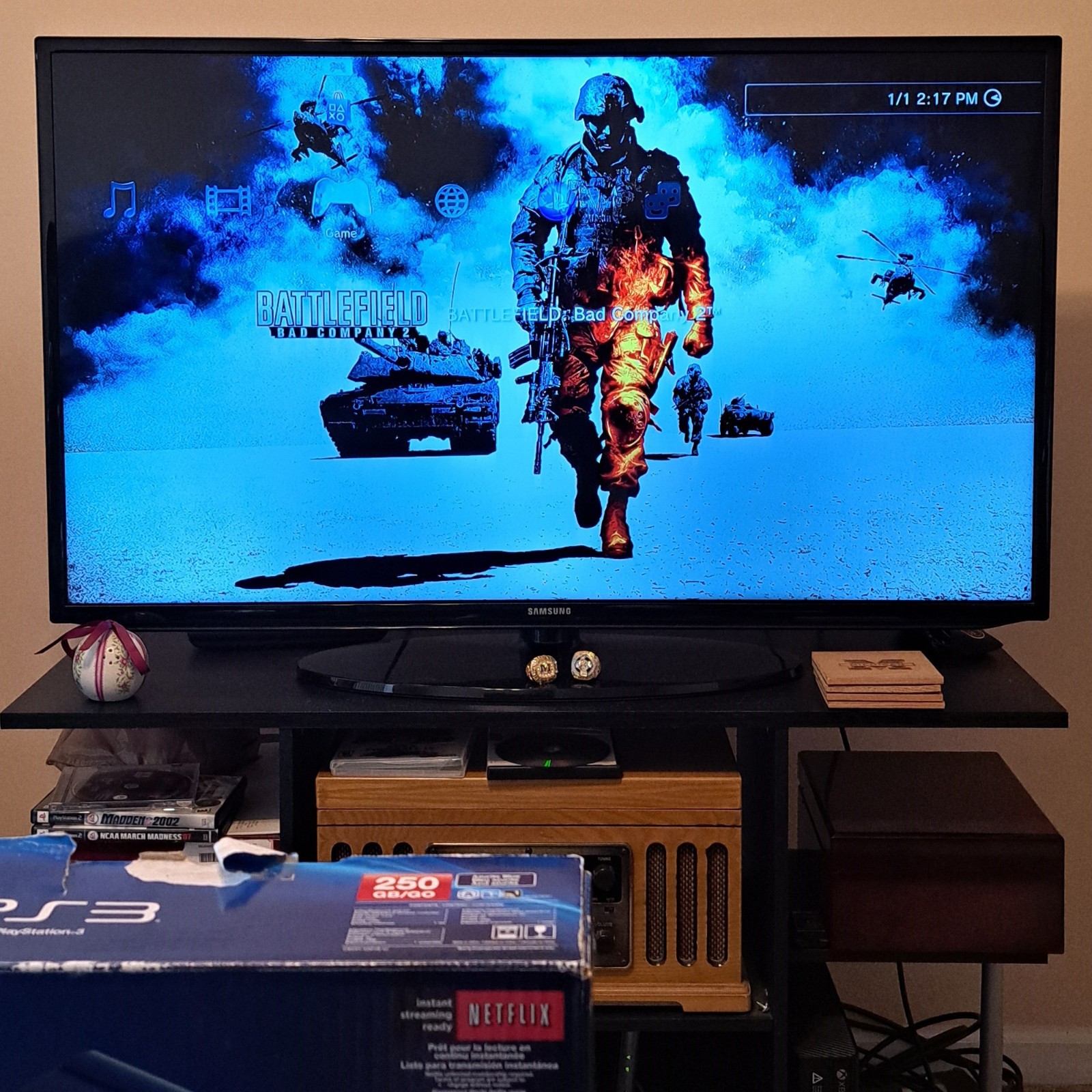 ✅Sony Playstation 3 PS3 Super Slim 250 GB Azurite Blue Console w Box *Low Hours*