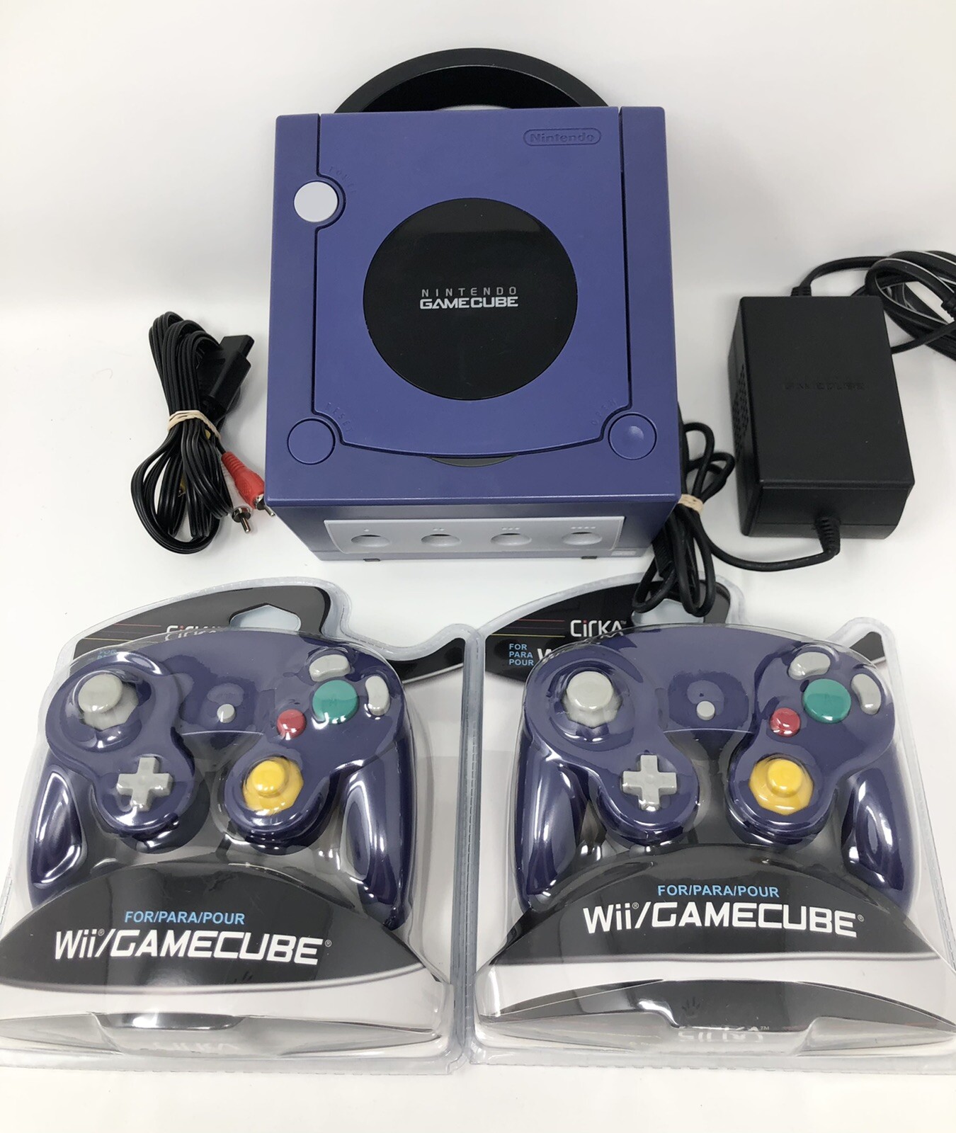 Nintendo GameCube Indigo Purple Game Console System Bundle NEW Controllers CLEAN