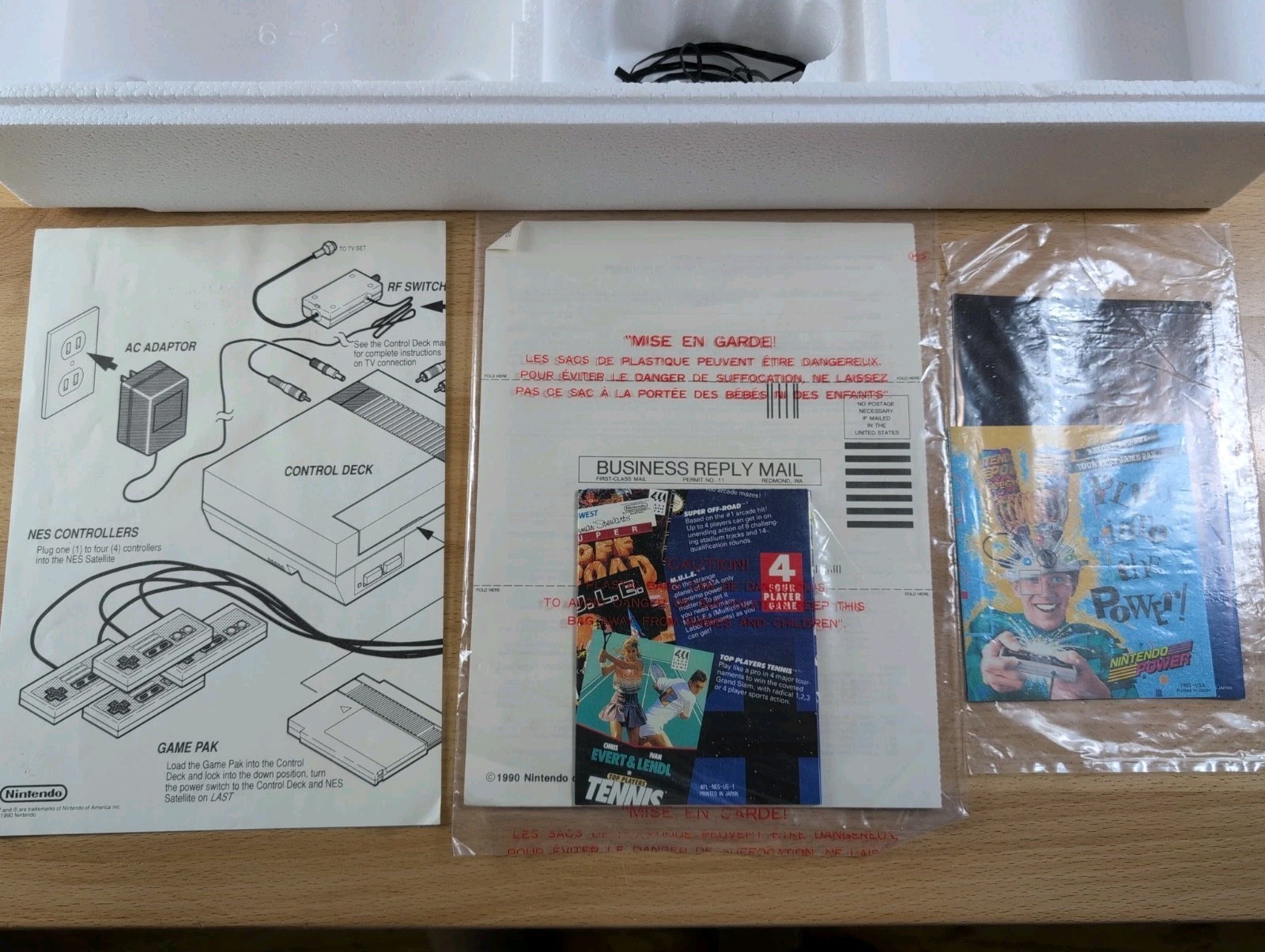 Nintendo NES SPORTS SET Console + Box, Cords, Satellite, 4x Controllers CIB