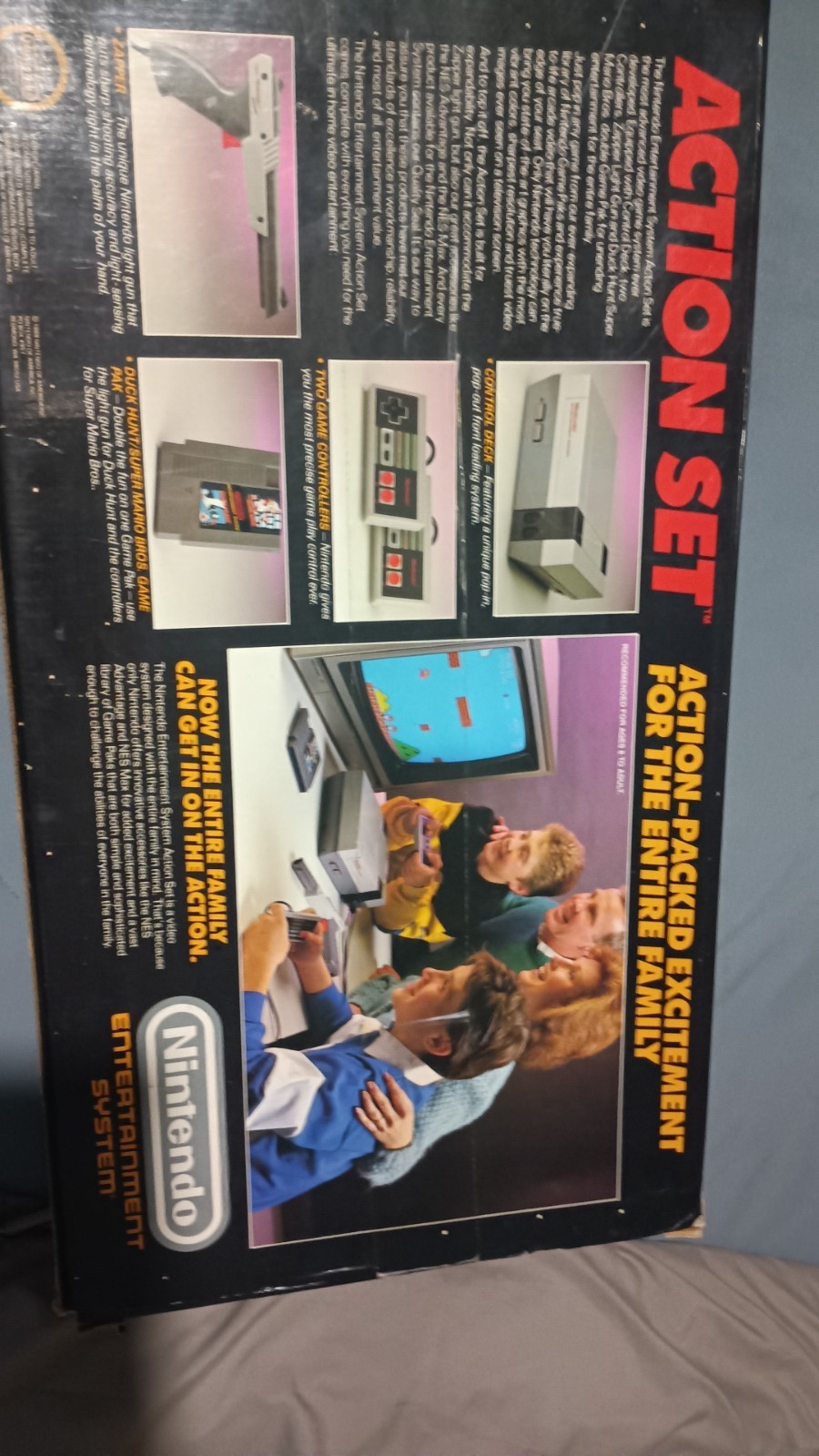 Nintendo NES Action Set w/ Box, 2 Controllers, Zapper Light Gun