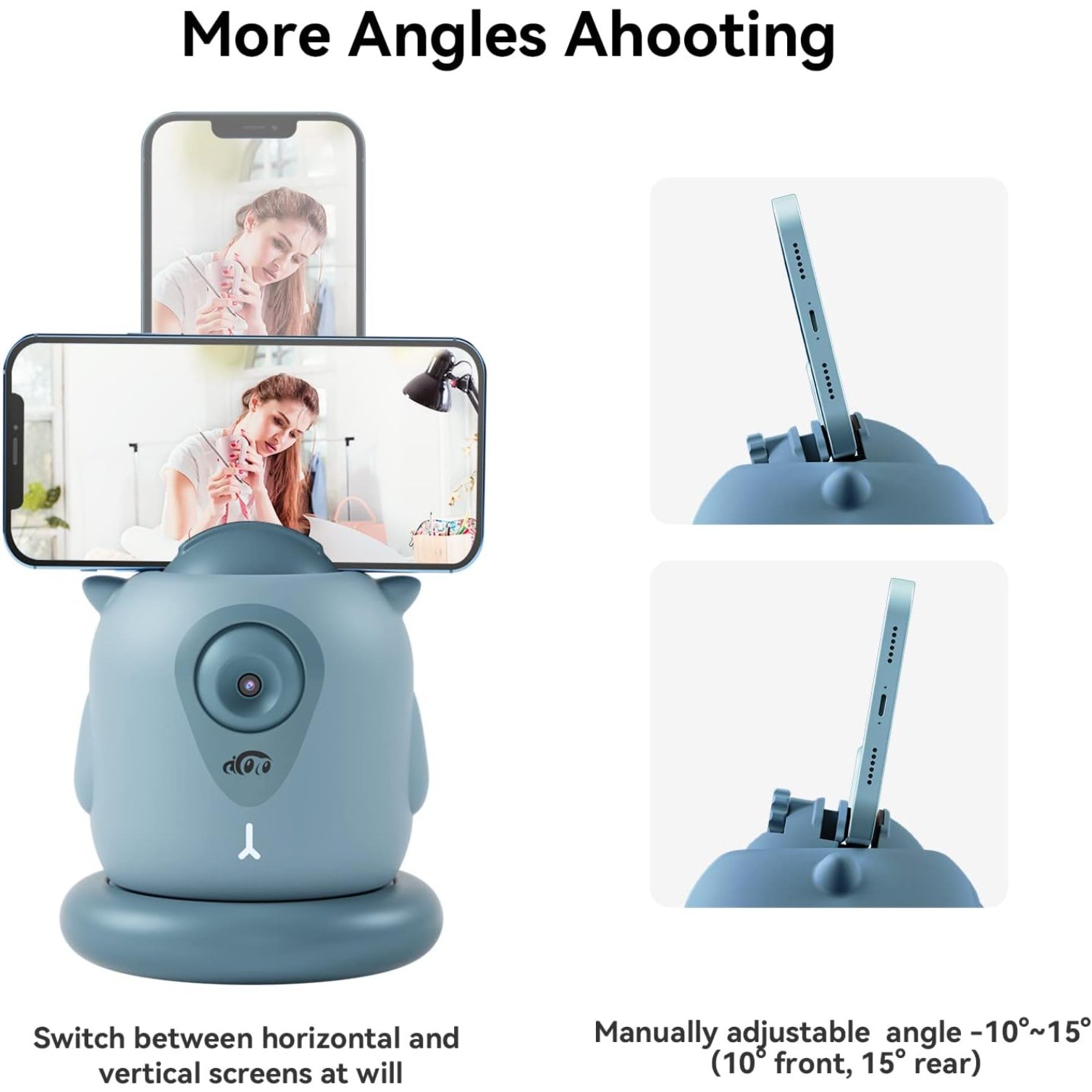 Bluetooth Auto Tracking Phone Holder, 360° Rotation, AI-Powered Face Tracking