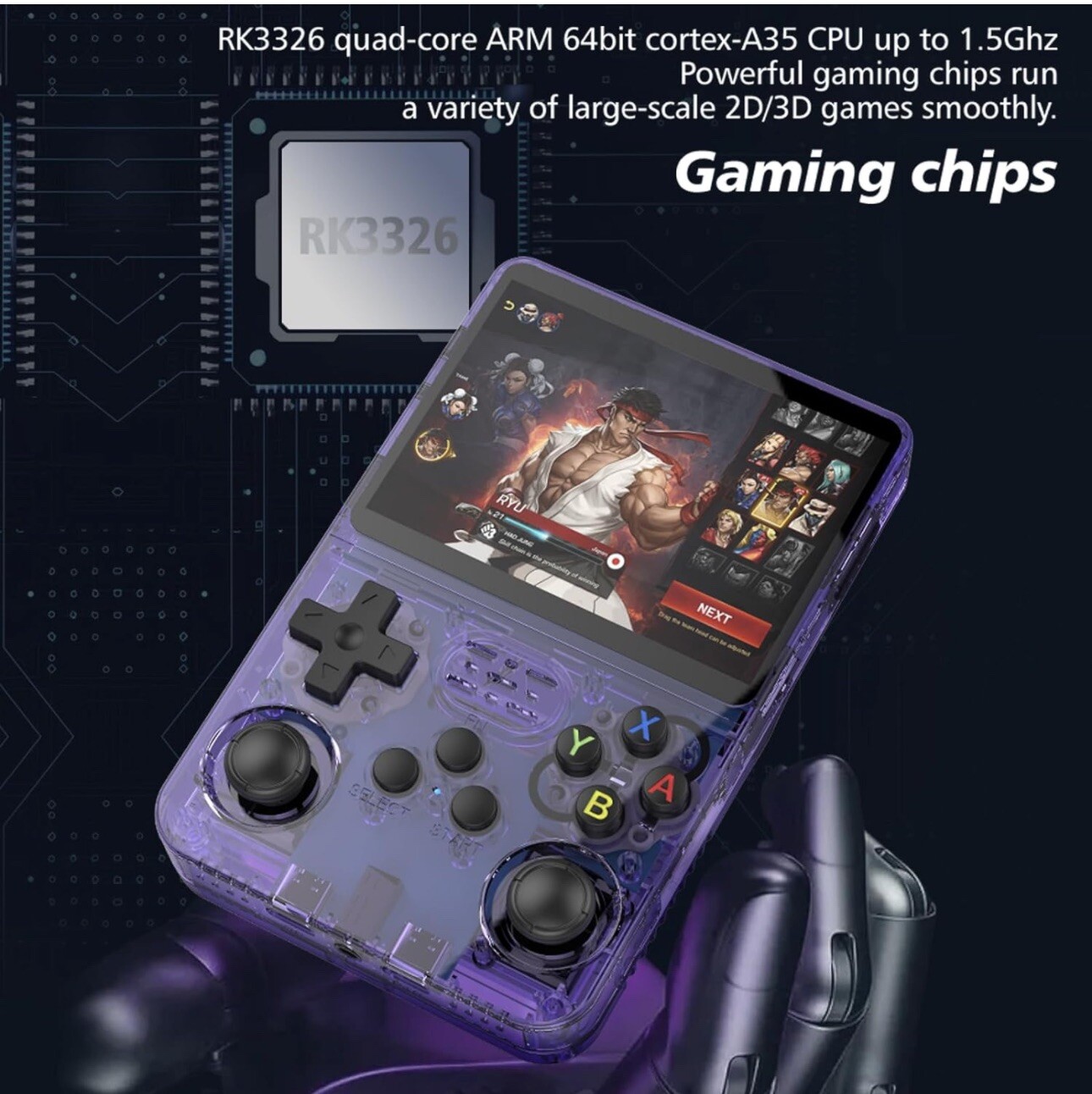 128GB R36XX Handheld Video Game Console Linux System 3.5 Inch IPS Screen