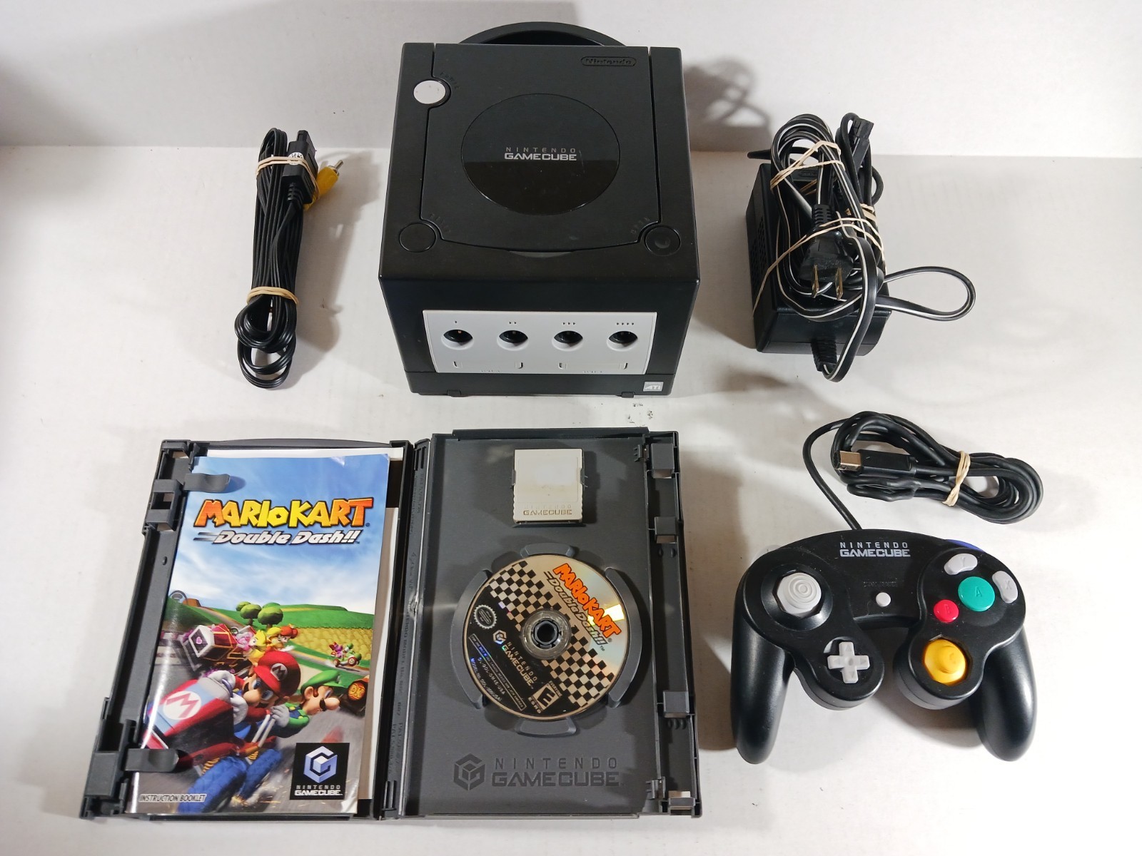Nintendo GameCube Console Bundle Mario Kart Double Dash Set Black Tested Lot
