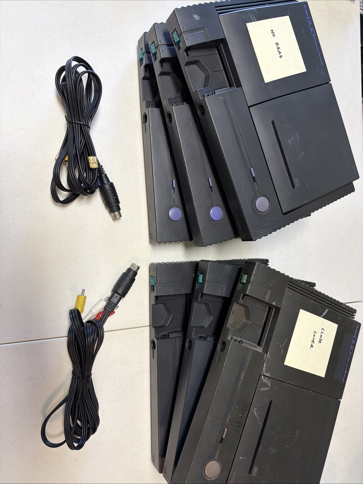 (6) PC-Engine JUNK DUO Console System Lot «Not Working», HuCard works, no cd