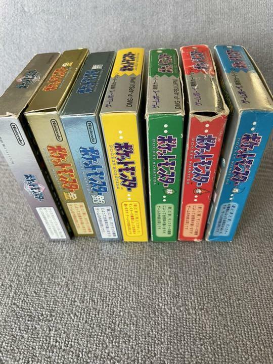 Gameboy Pokemon 7 Lot w/box Red Blue Green Yellow Gold Silver Crystal Japanese