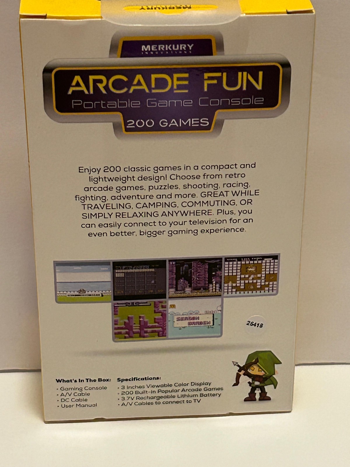 Merkury Innovations Arcade Fun Portable Purple Game Console 200 Games New