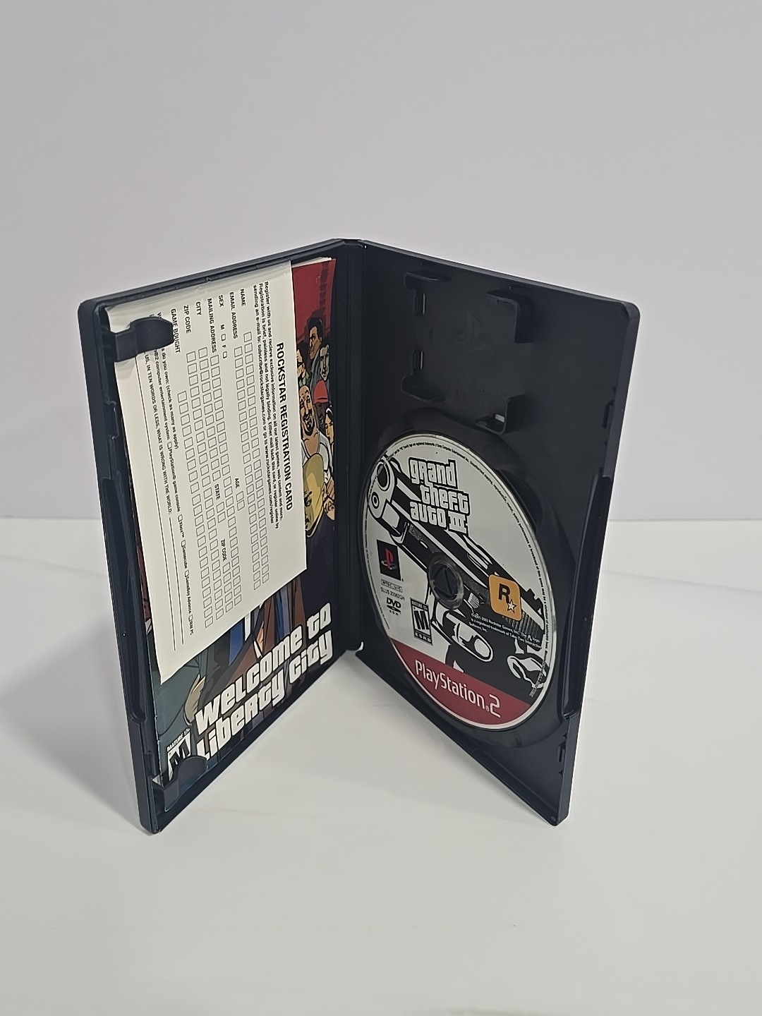 PS2 Slim Black Playstation 2 Console SCPH-77001 Grand Theft Auto III Bundle VGC