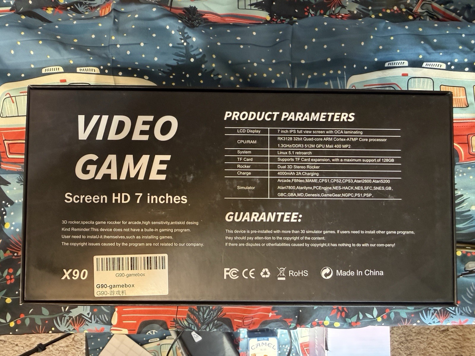 X90 Handheld Game Console, 7in IPS HD Screen, Wi-Fi, USB-C, Region Free