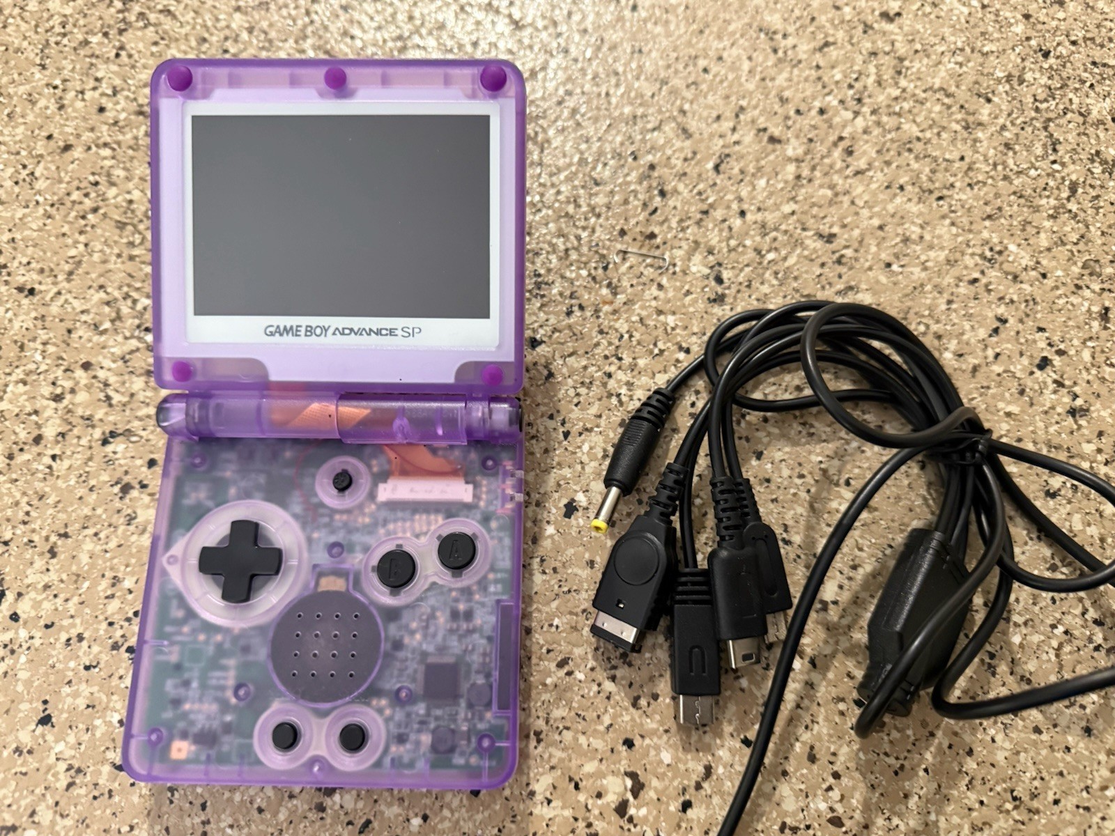 TRANSPARENT CLEAR EXTREME PURPLE GAME BOY ADVANCE SP BACKLIT BACKLIGHT IPS
