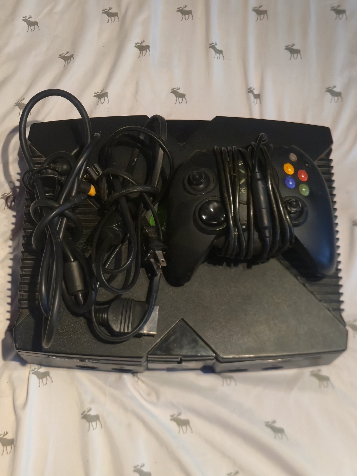 Microsoft Xbox Console Black, Wired Controller, Component RCA & Ethernet