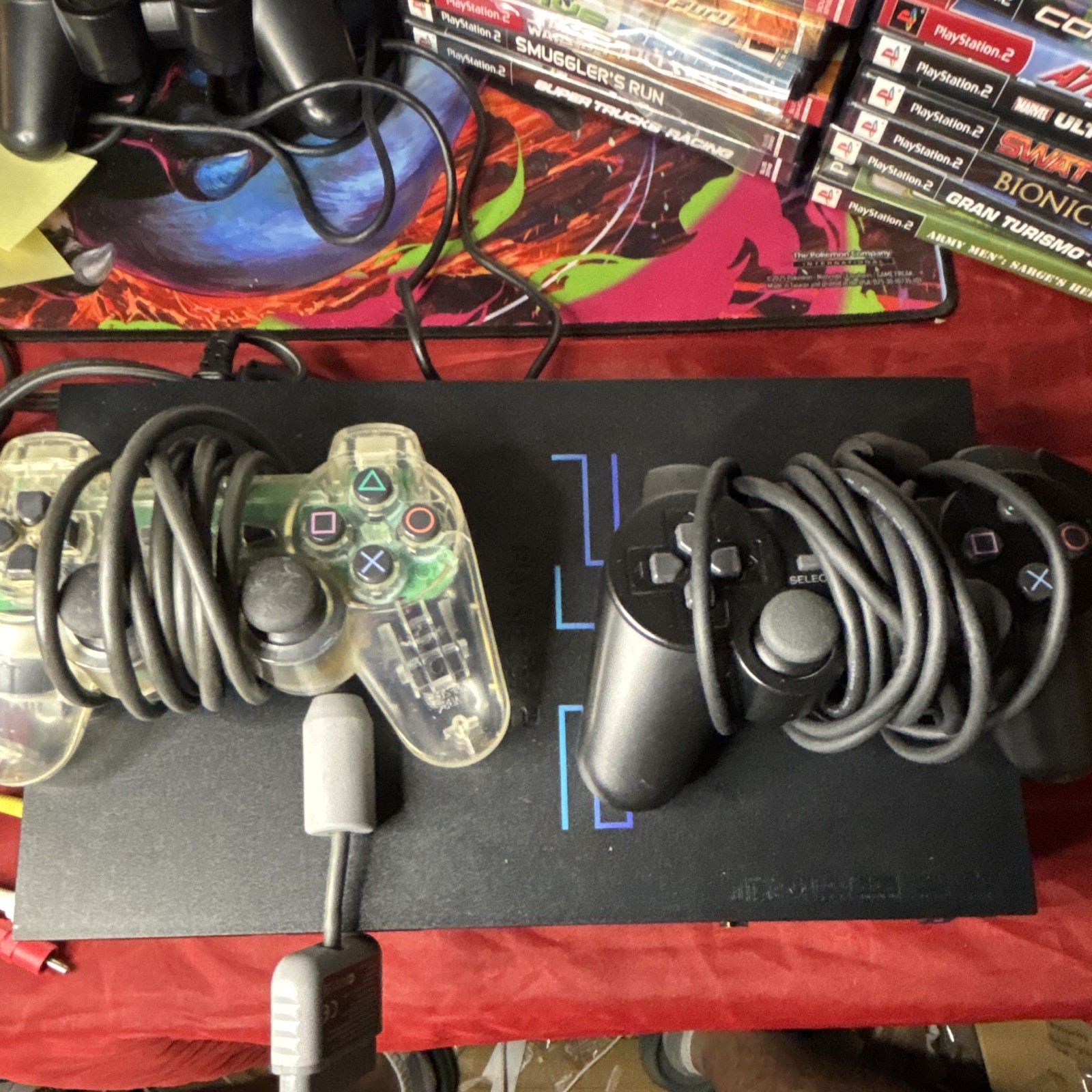 Sony PlayStation 2 PS2 Black Console w/ 2 Wired Controllers NTSC-U/C 480i