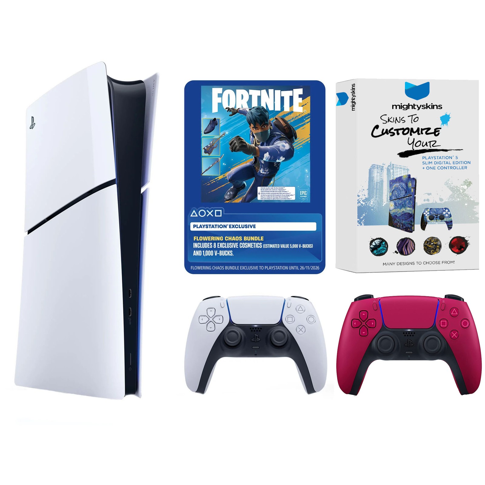 Sony PlayStation 5 Digital Fortnite Bundle + Extra Controller – Cosmic Red