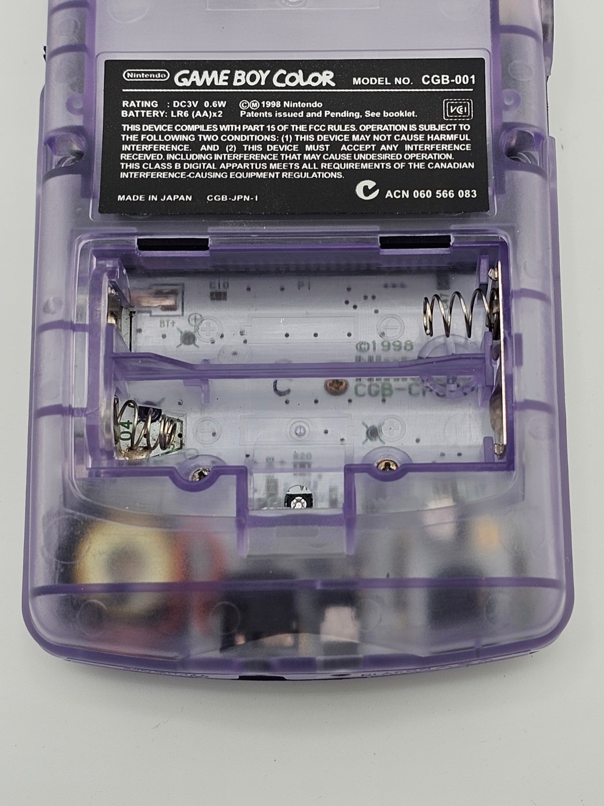 Nintendo Game Boy Color Handheld Game Console Clear Purple CGB-001