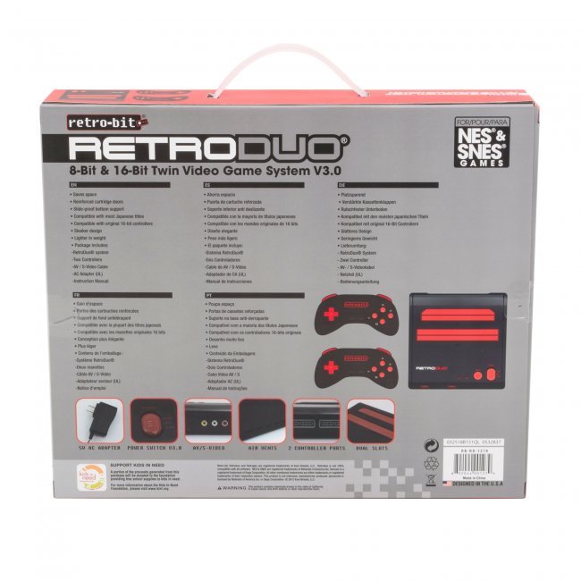 NES SNES Retro-Bit Retro Duo Twin Video Game System, Red/Black v3.0 NEW