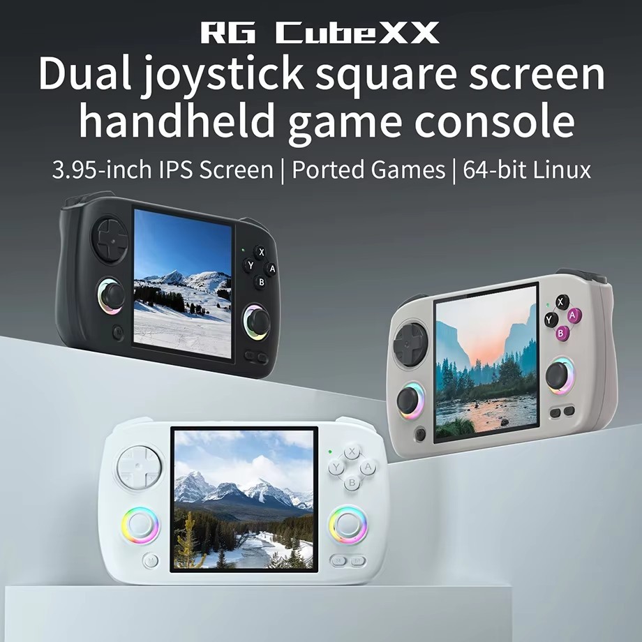 RG CubeXX Black Gray White Anbernic Handheld Game Console 3.95″ IPS Linux 64-bit