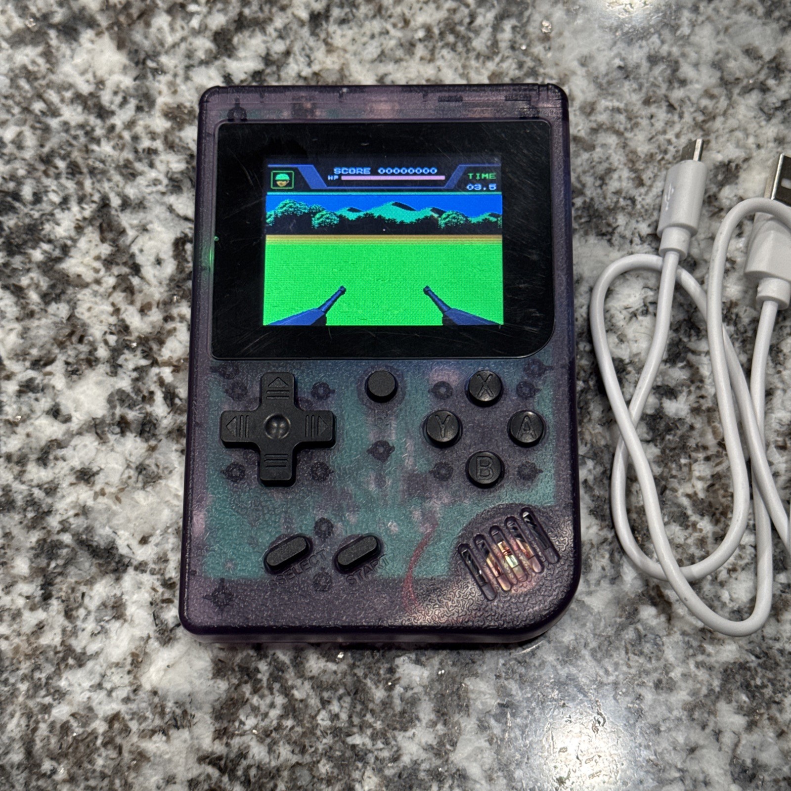 Merkury MI-PGC01 Purple Clear Handheld Video Game Console Rechargeable Battery
