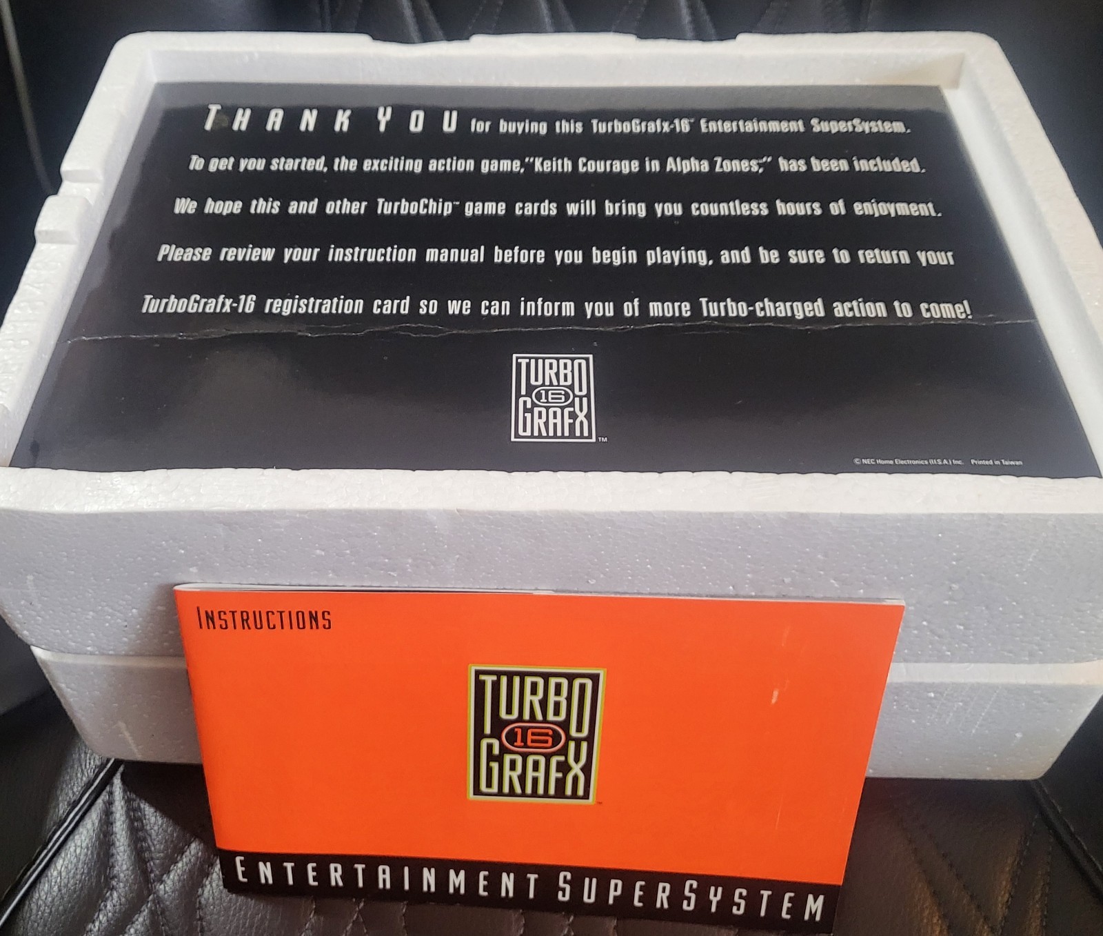 NEC TurboGrafx-16 Console Box Keith Courage Alien Crush MISSING POWER ADAPTER