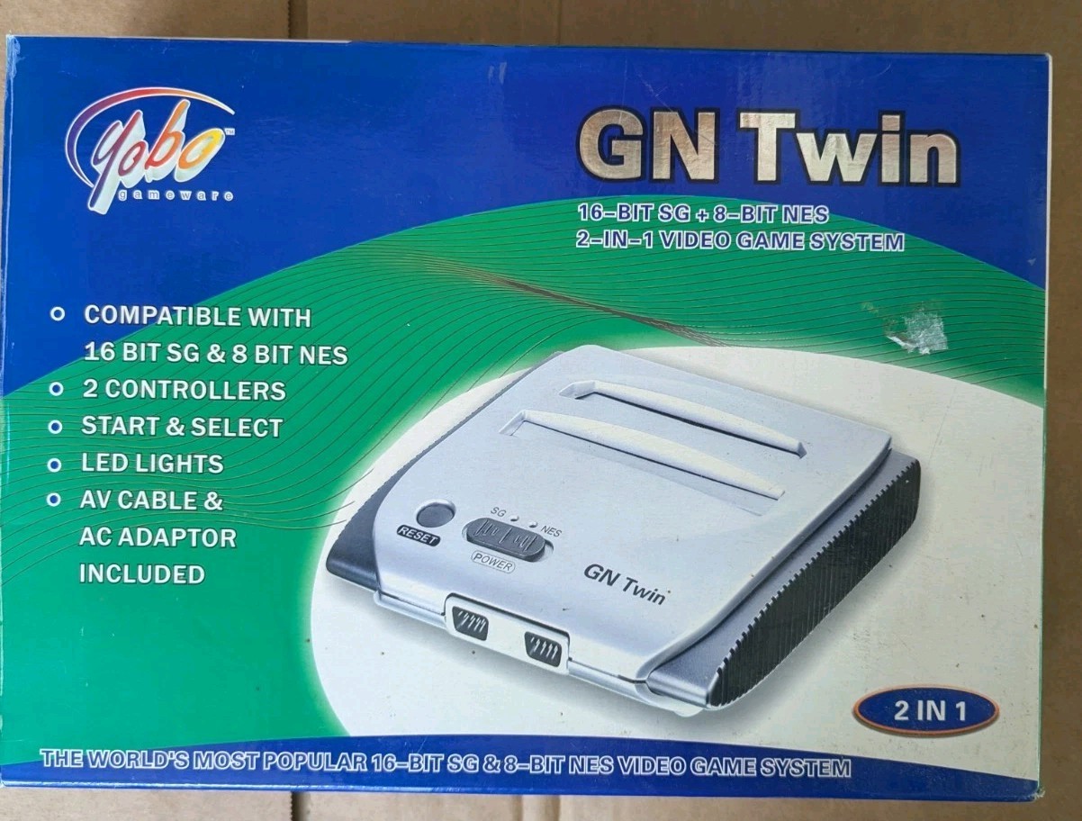 Yobo Gameware GN Twin Silver Console Plays SG Genesis & NES New Sealed Silver