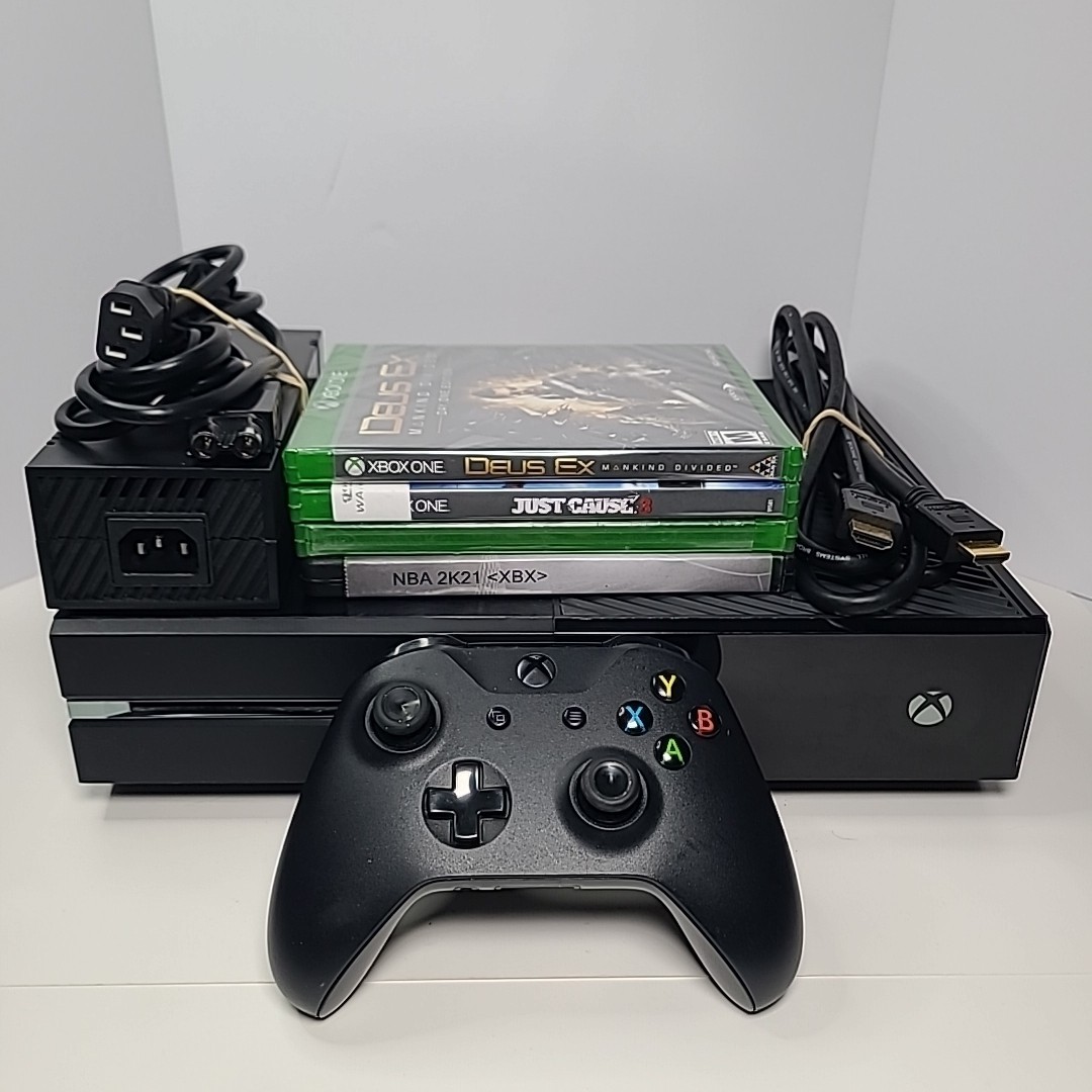 Xbox One Console 365GB Black Bundle Controller Games Deus Ex Just Cause NBA 2K