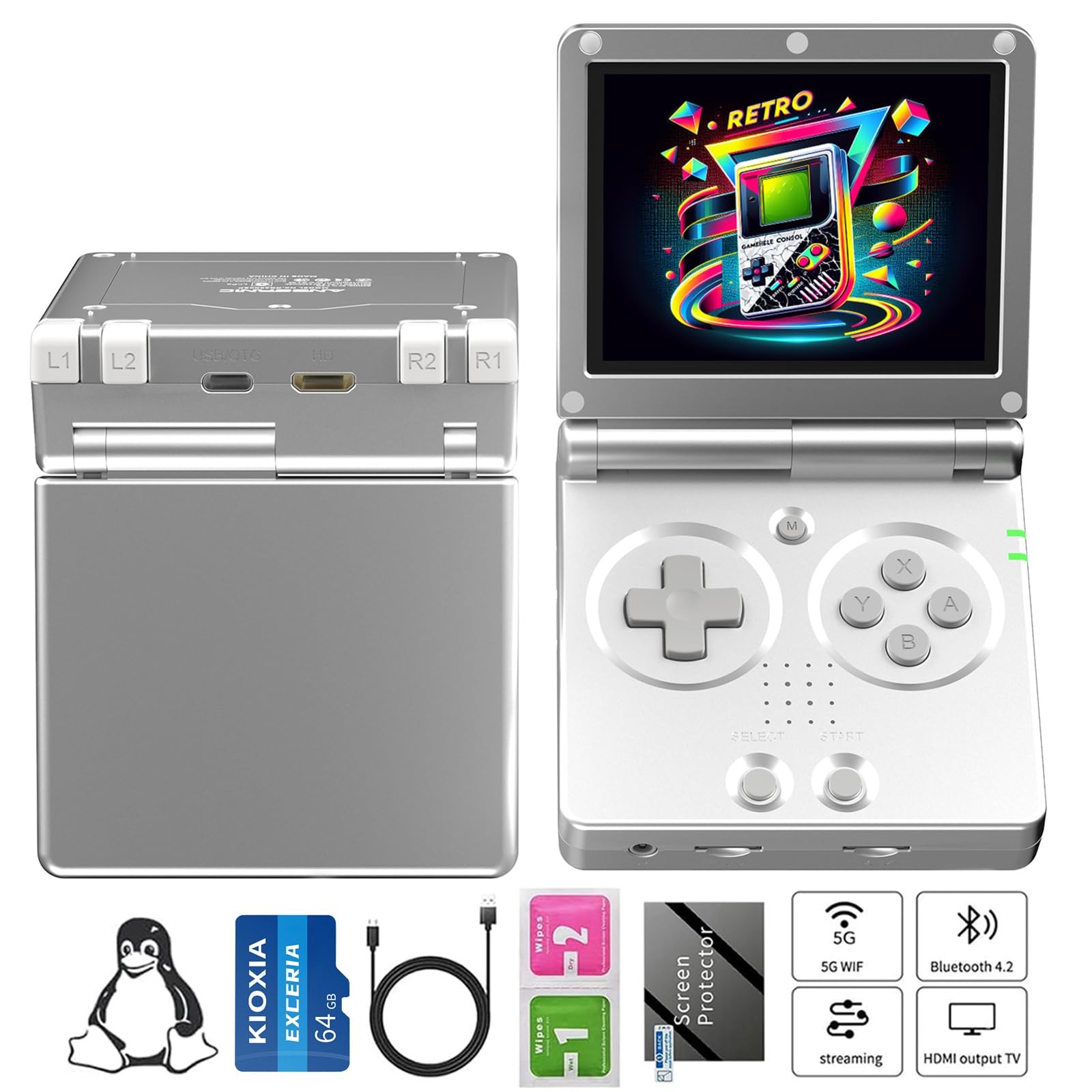 RG35XXSP Handheld Game Console RG35XX SP Clamshell Retro Game Console with 64…