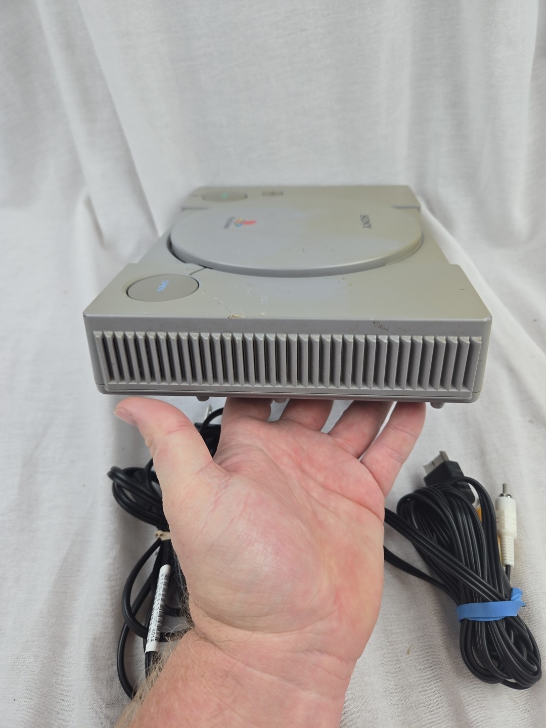 Sony PlayStation 1 PS1 PSone (SCPH-9001) Console Cable Tested Door Does Stick