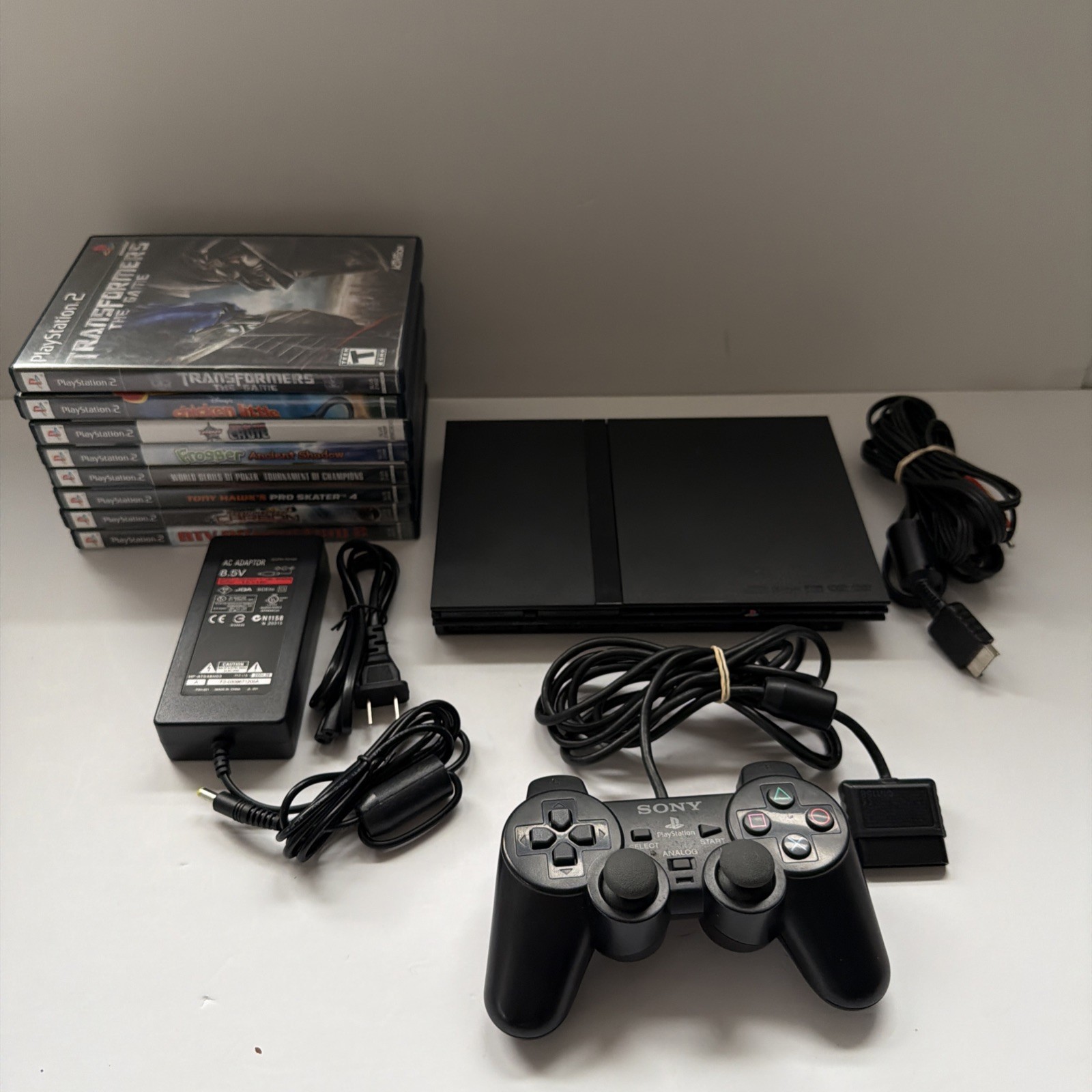 Sony PlayStation 2 PS2 Slim Console Bundle SCPH-70011 W/ Controller & 8 Games