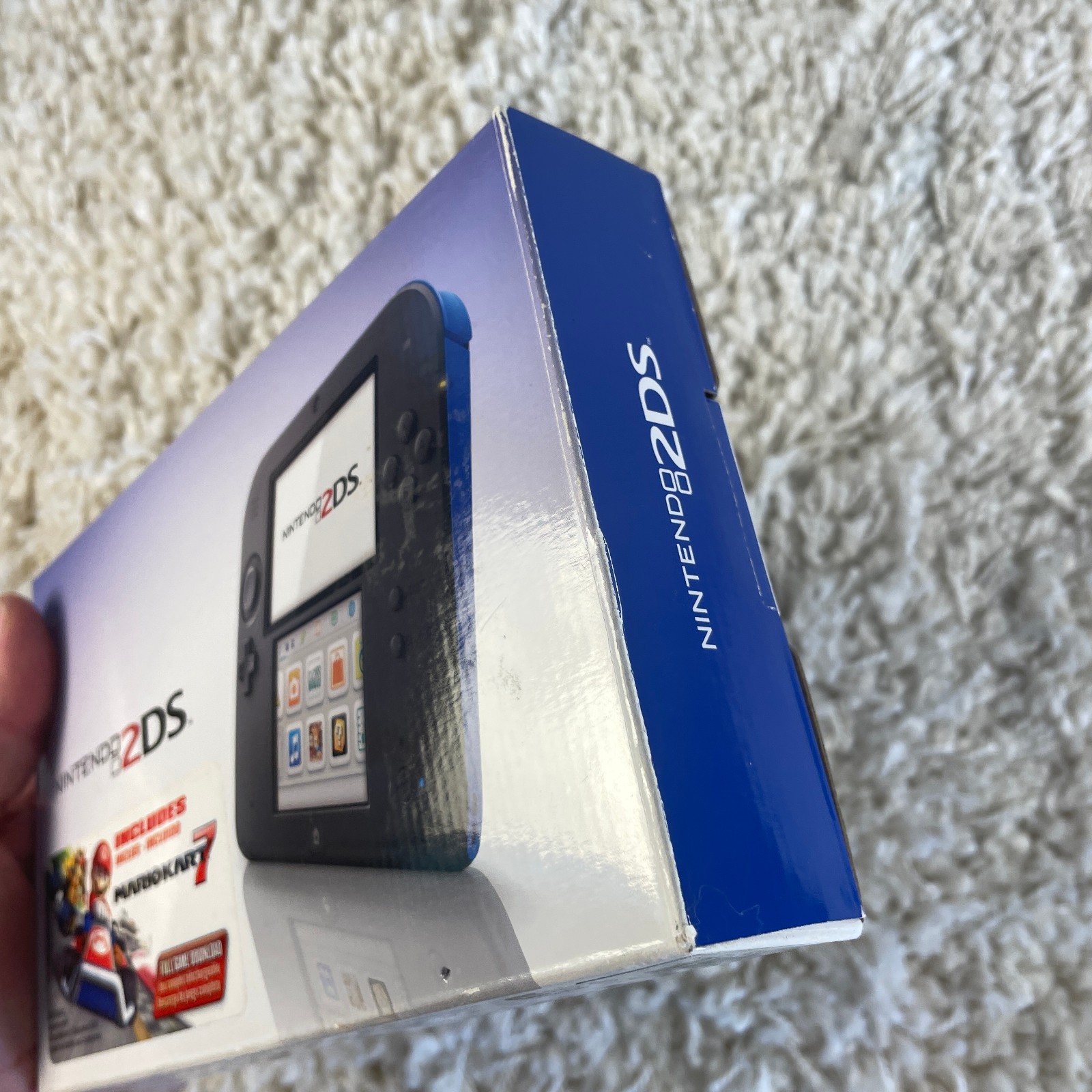 Nintendo 2DS Blue Black Handheld Mario Kart 7 Bundle FTR-001 Complete CIB