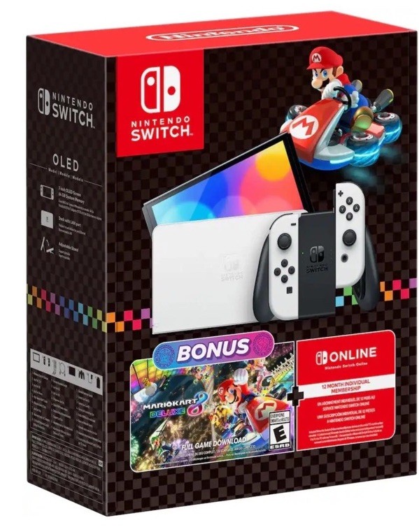 Nintendo Switch OLED 64GB Mario Kart 8 White Deluxe Bundle Console Brand New